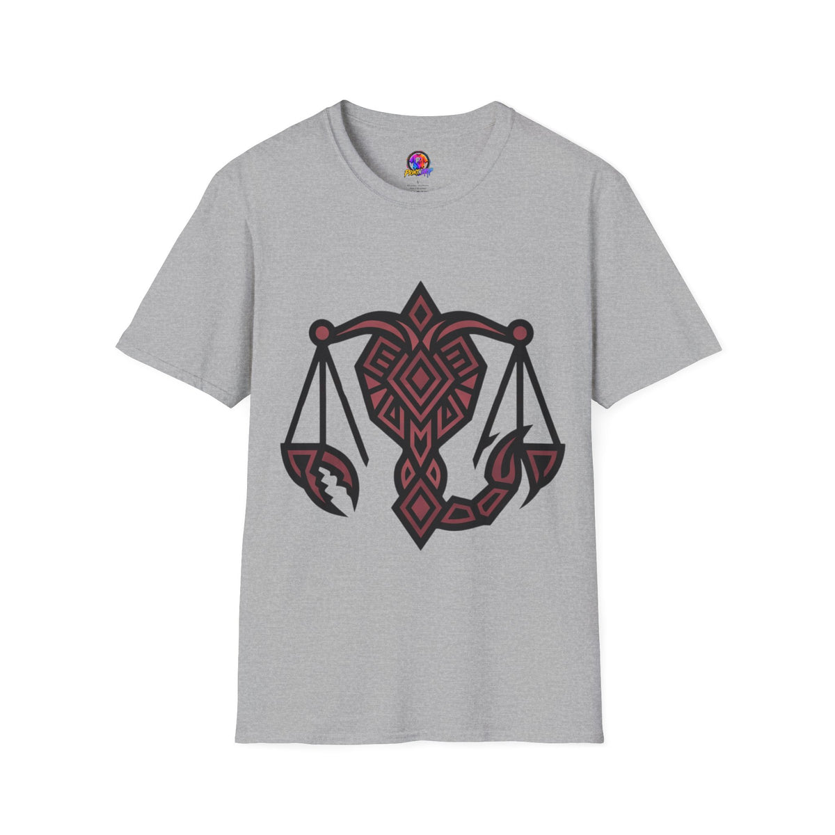 Libra Scales Graphic T‑Shirt — Tribal Zodiac Balance Design