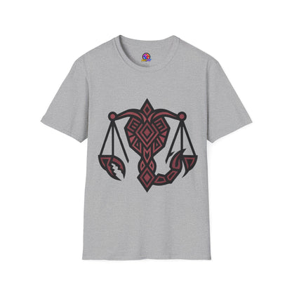 Libra Scales Graphic T‑Shirt — Tribal Zodiac Balance Design