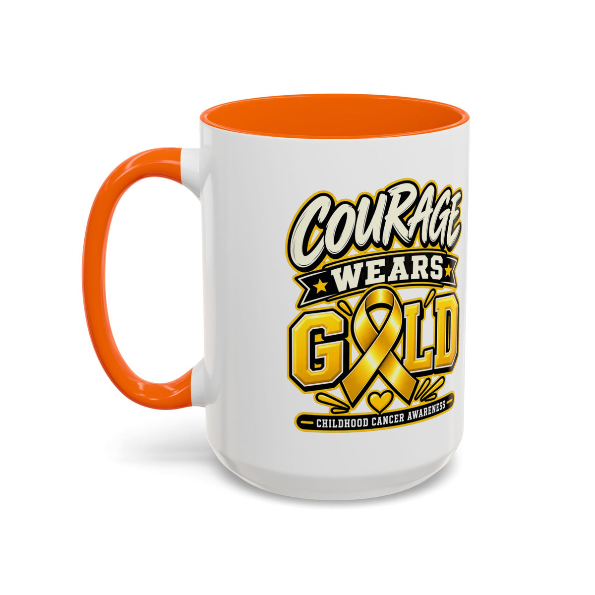 Courage Wears Gold Coffee Mug — Childhood Cancer Awareness Tea Cup