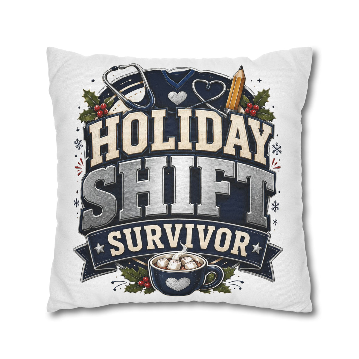 Holiday Shift Survivor Pillowcase Modern Day Christmas  — Nurse & Healthcare Worker Christmas Gift