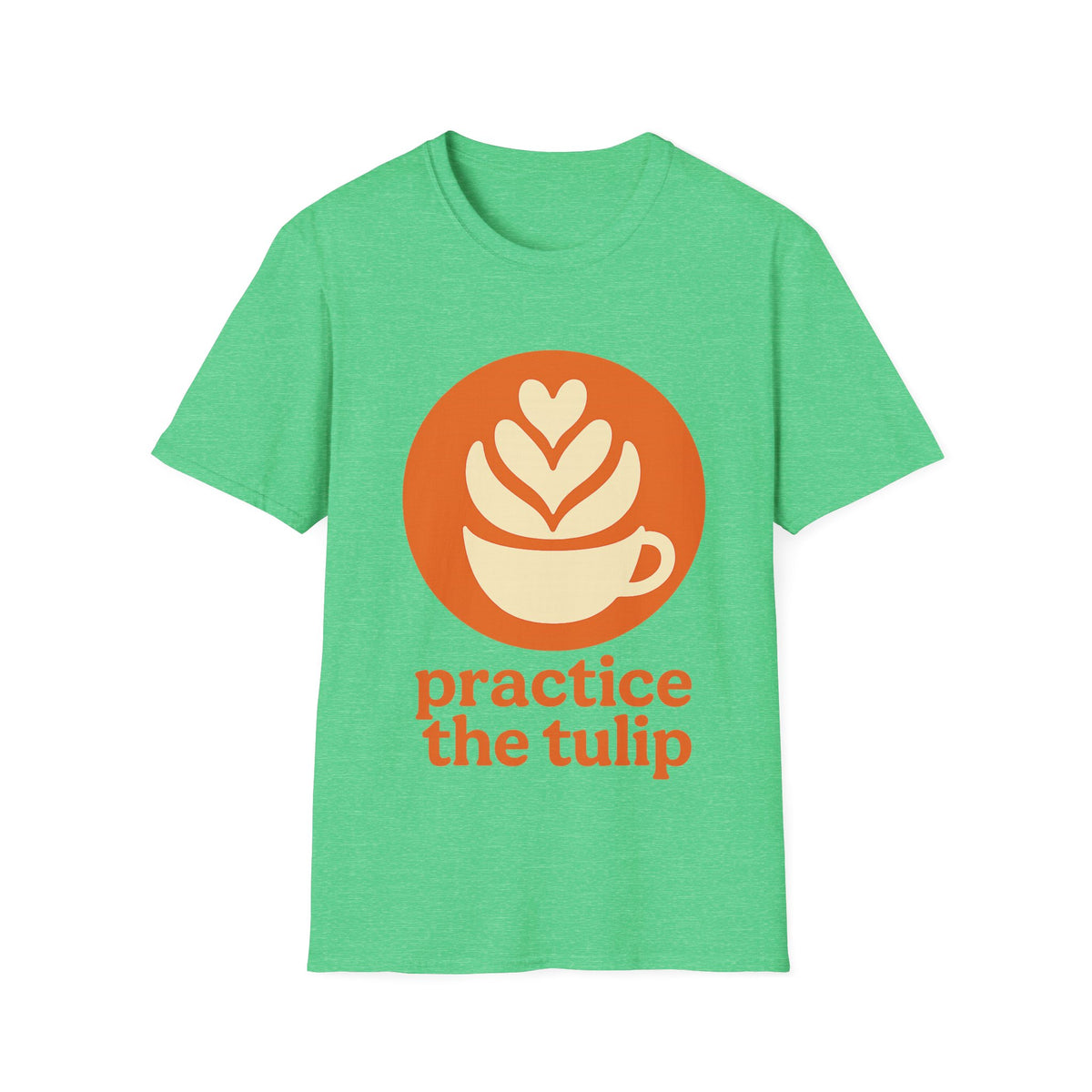 "Practice The Tulip" Latte Art Coffee Graphic Tee - Aesthetic Orange Barista White T-Shirt - Trending Now - September 2026
