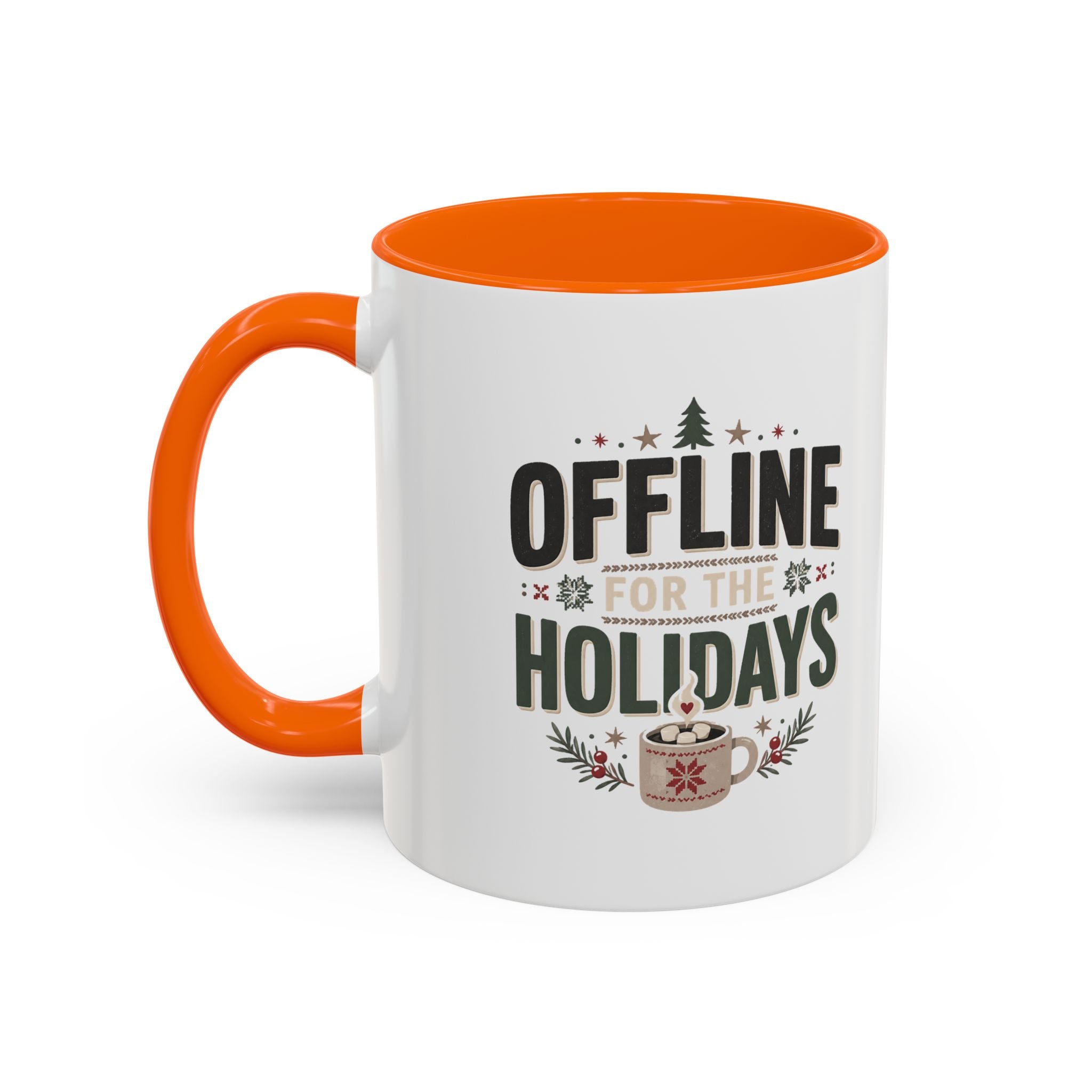 Christmas Holiday Coffee Mug — “Offline for the Holidays” Accent Ceramic Mug