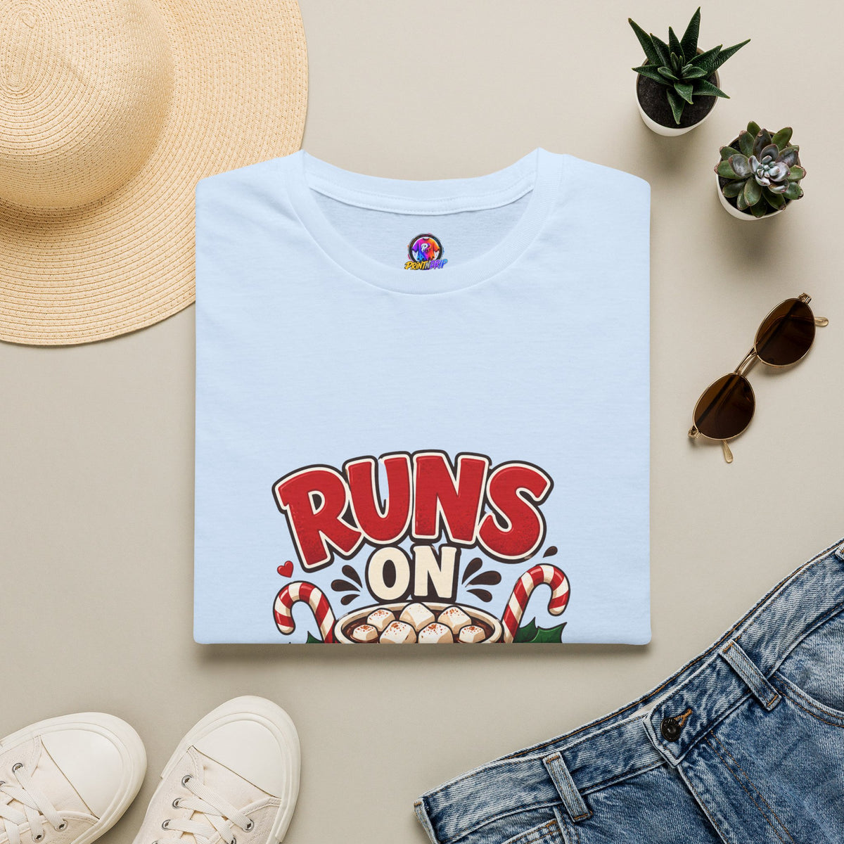 T-Shirt — Runs On Cocoa Holiday Graphic Tee