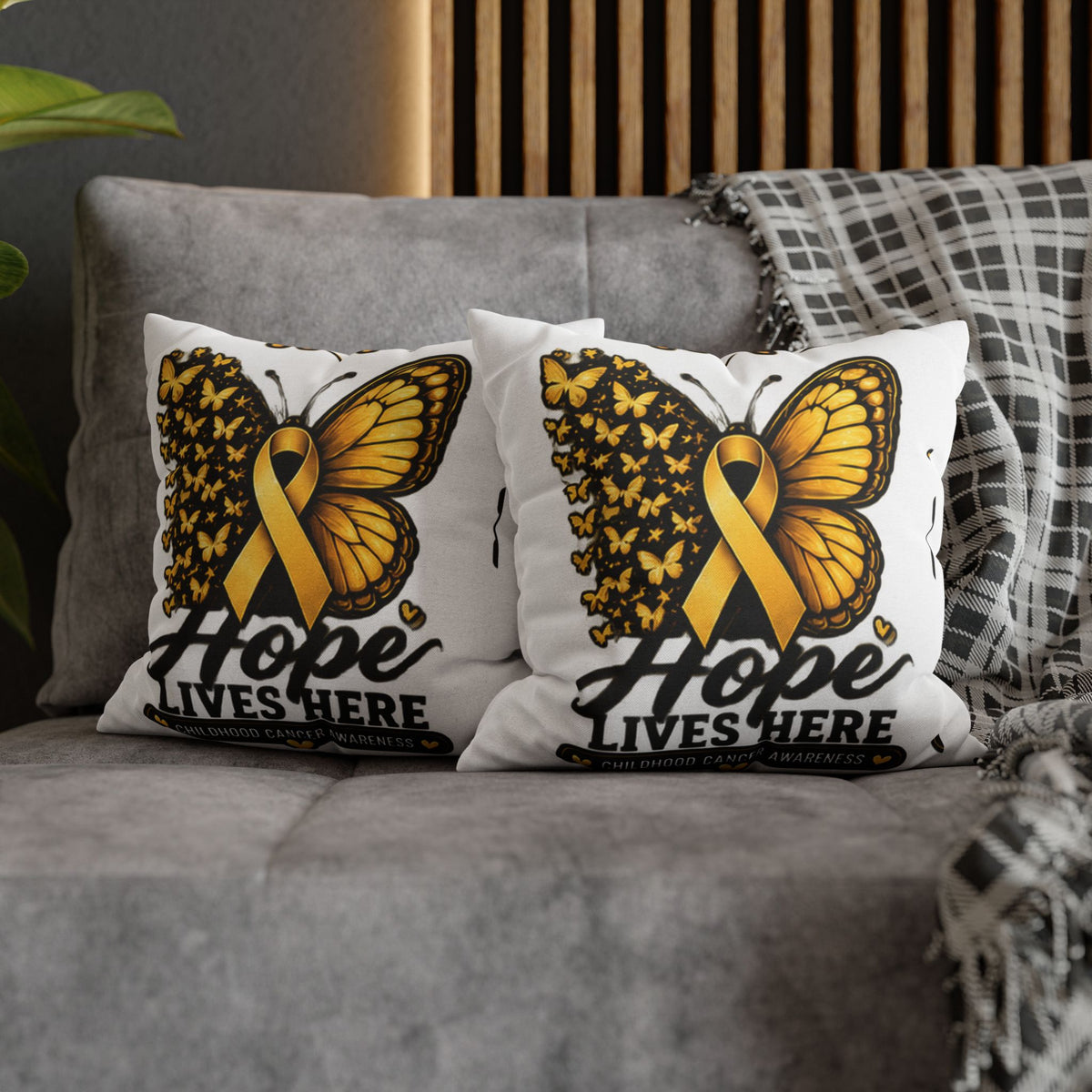 Hope Lives Here Childhood Cancer Awareness Pillowcase