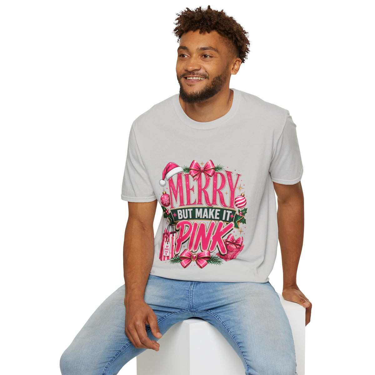 Christmas T-Shirt — "Merry But Make It Pink" Holiday Tee