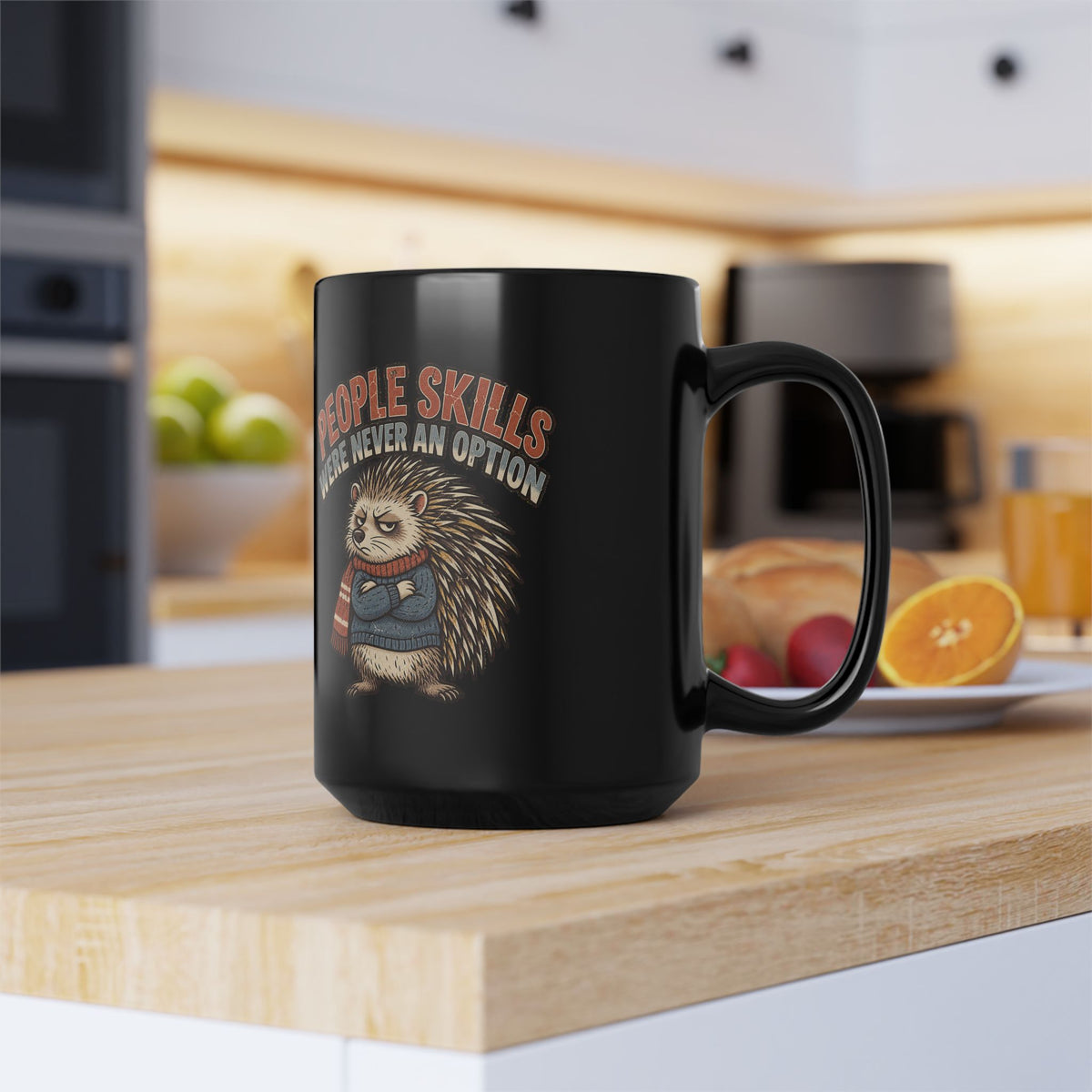 Hedgehog Mug — "People Skills Were Never an Option" Funny Introvert Coffee Cup (11oz/15oz)