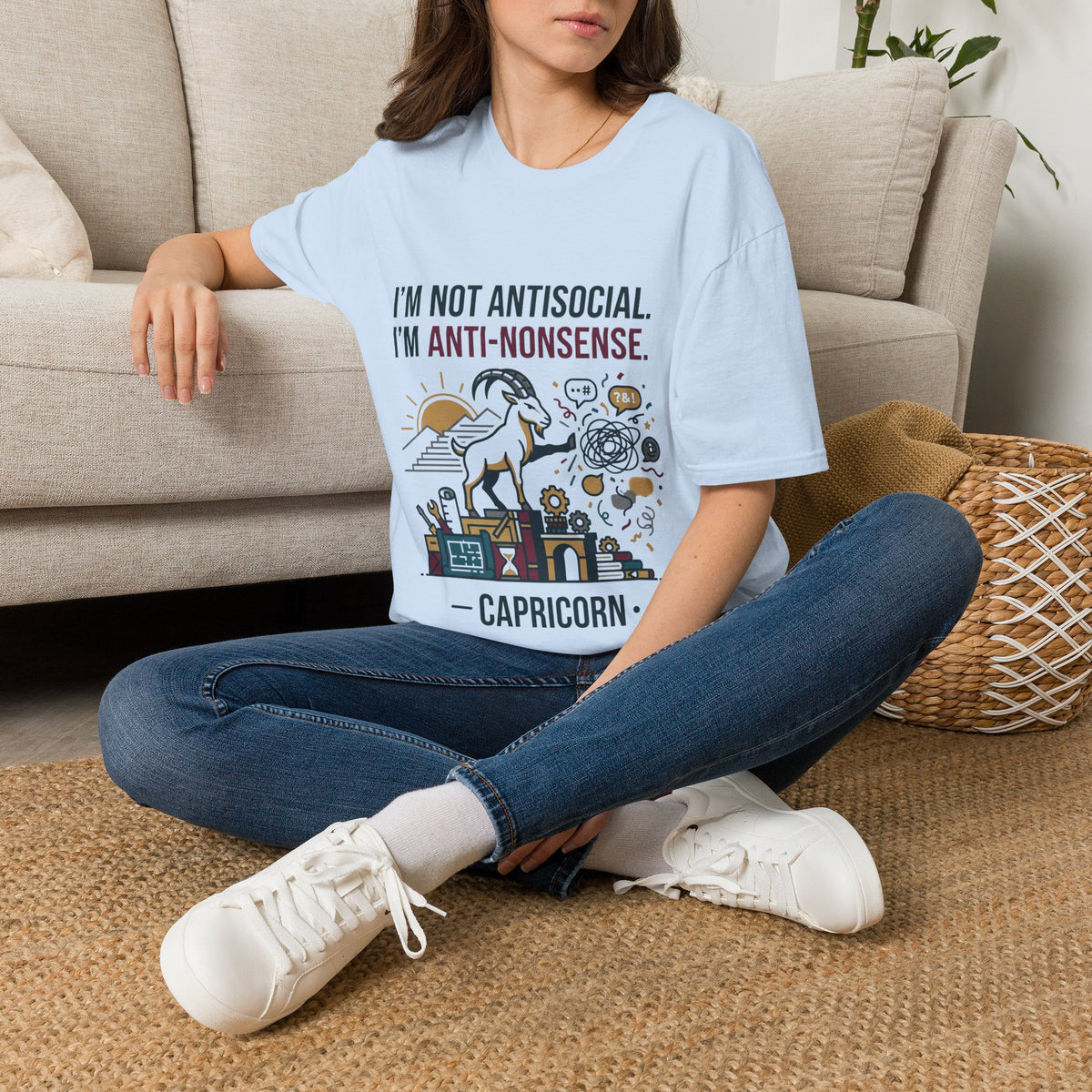 Capricorn T-Shirt — "I'm Not Antisocial, I'm Anti-Nonsense" Zodiac Tee