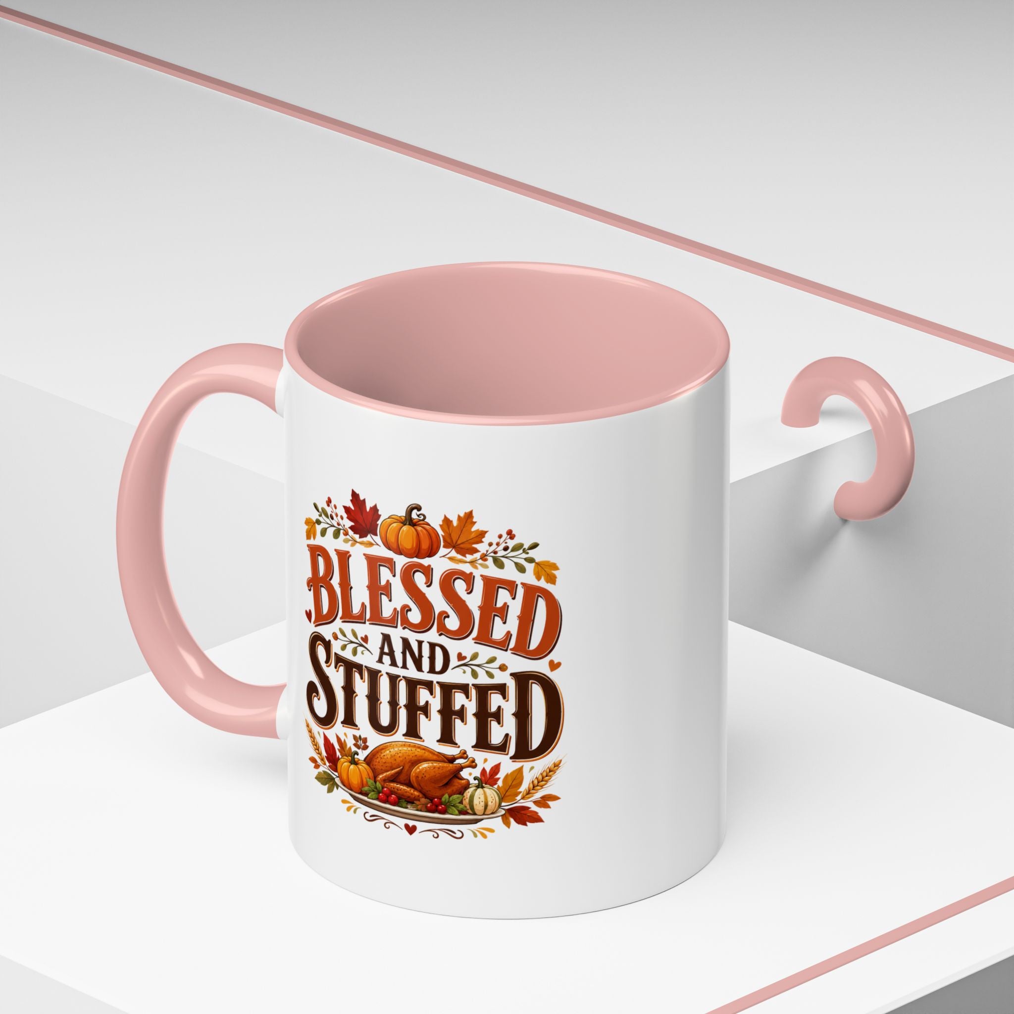 Thanksgiving Mug Blessed and Stuffed Coffee Mug — Thanksgiving Fall Ceramic Accent Mug