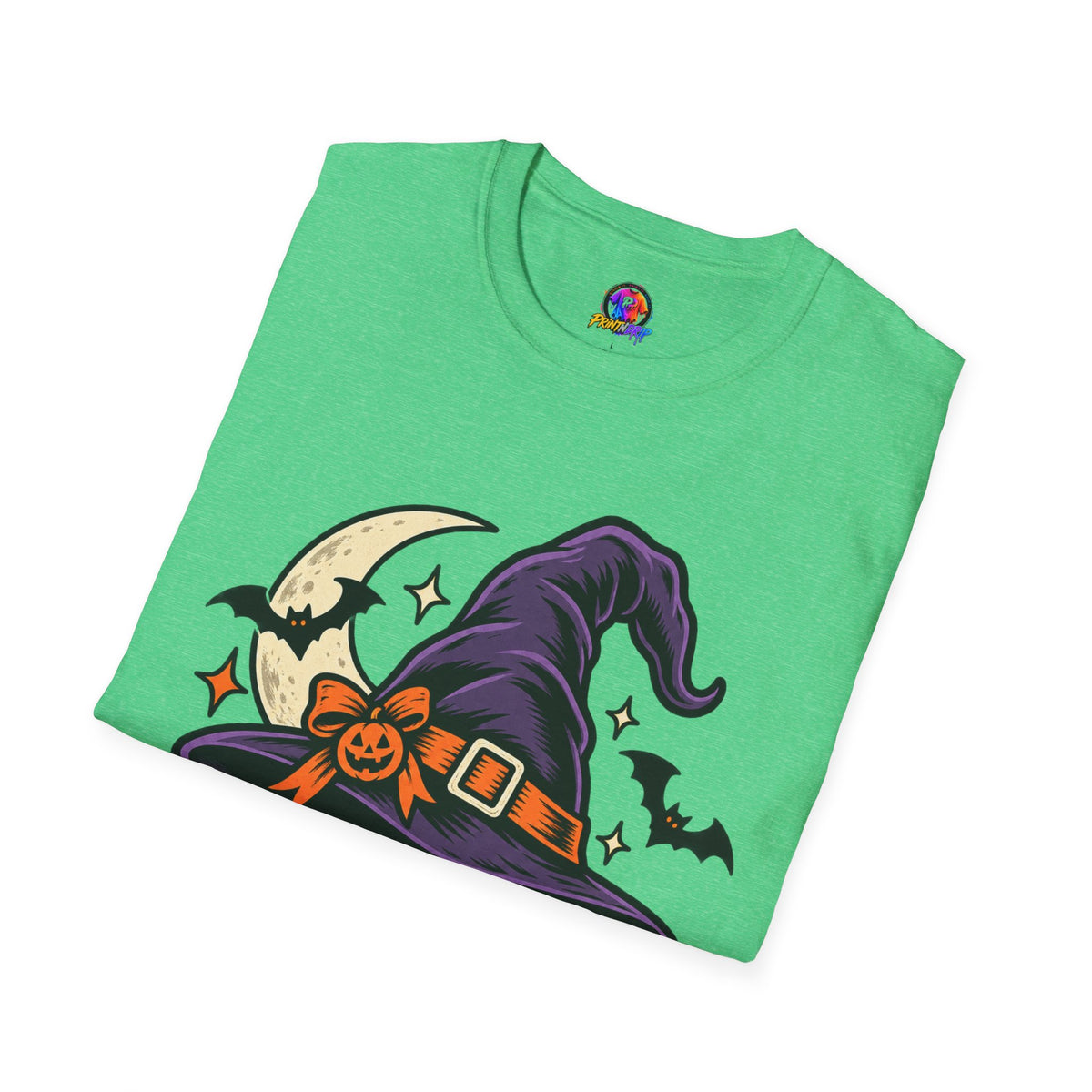Midnight Mischief Halloween T-Shirt — Witch Hat & Bats Graphic