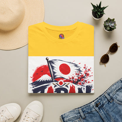 Japan Soccer T-Shirt — Japanese Flag & Cherry Blossom Football Graphic