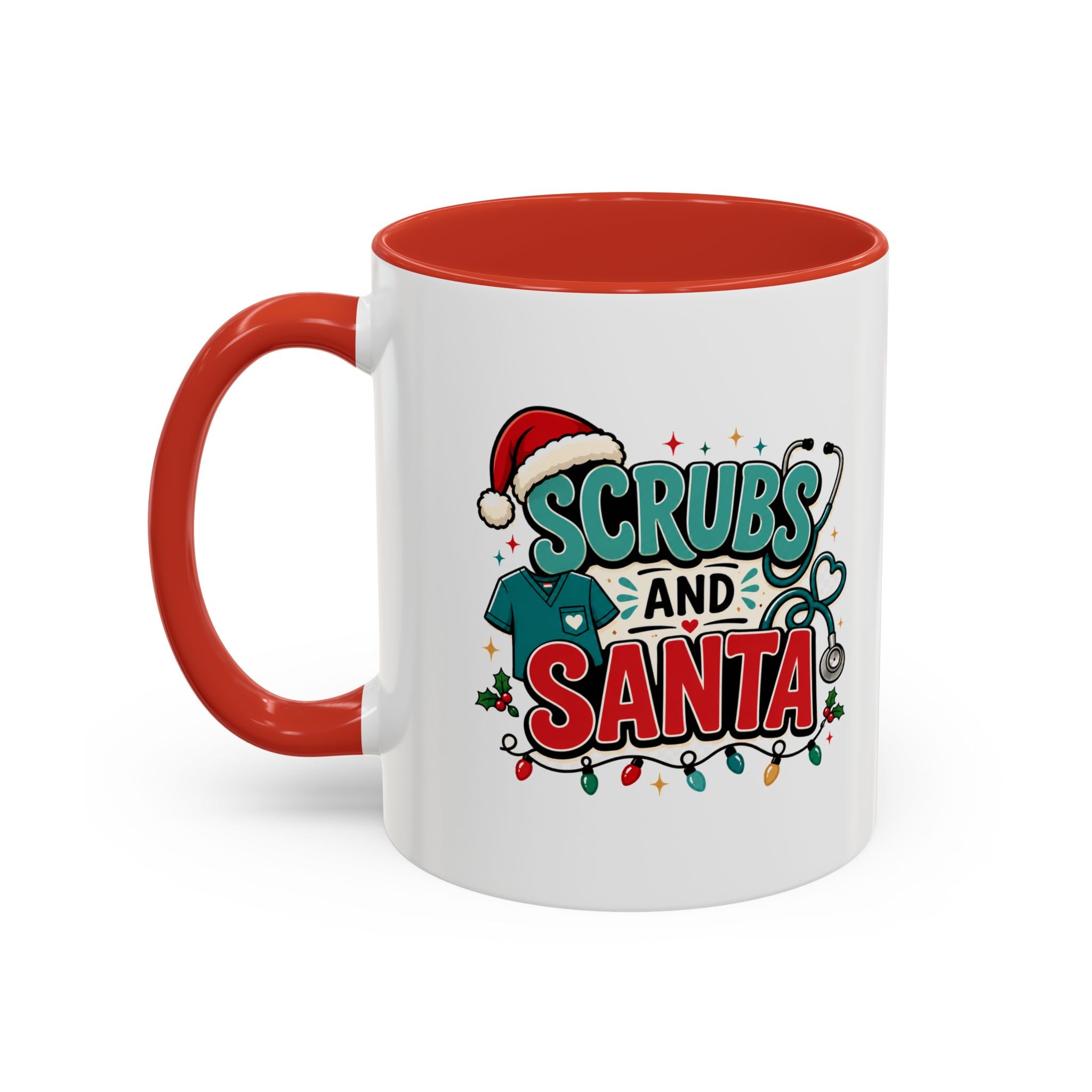 Modern Day Christmas Scrubs and Santa Coffee Mug — Funny Christmas Nurse Gift
