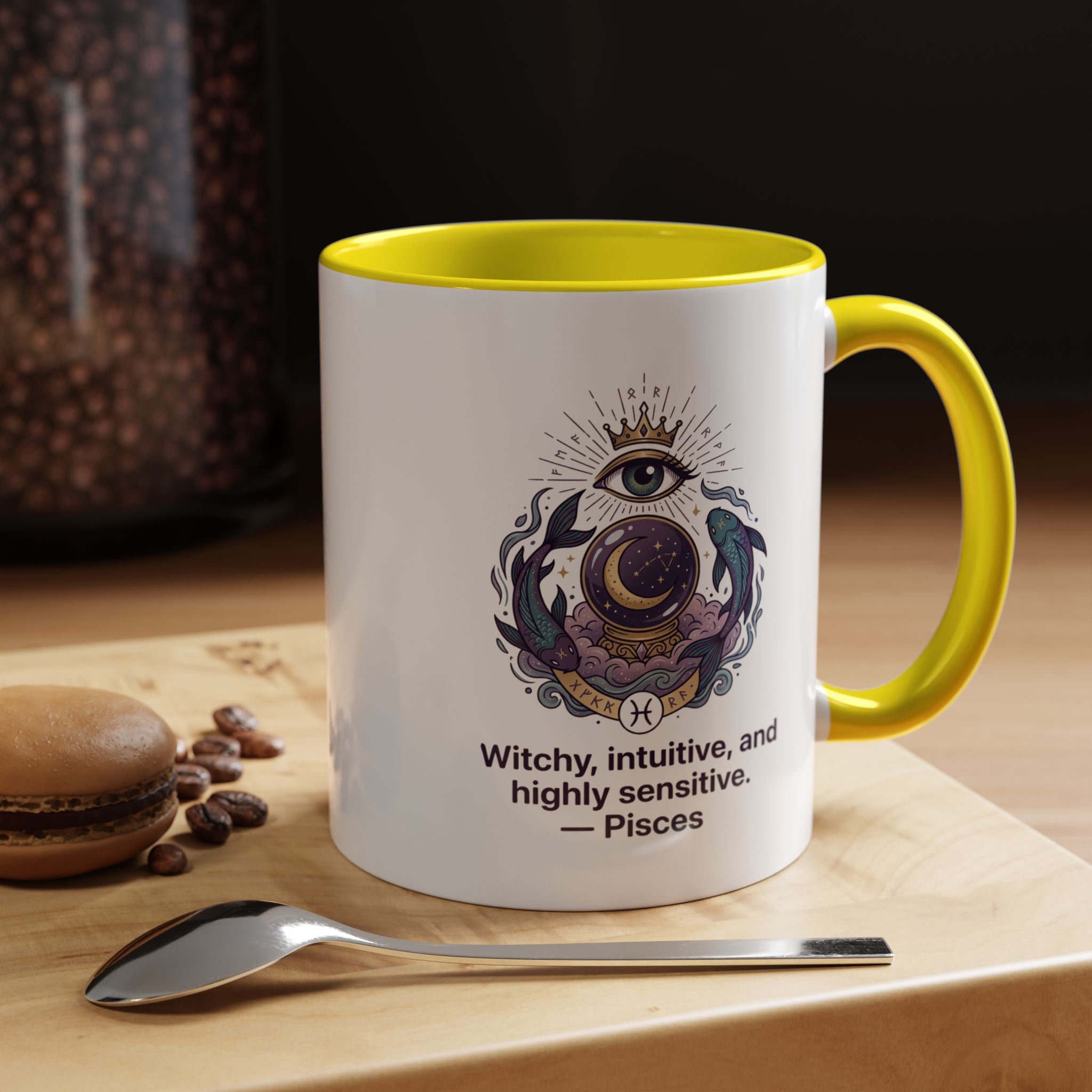 Pisces Witchy Accent Mug — "Witchy, intuitive, and highly sensitive" Astrology Coffee Cup (11/15oz)