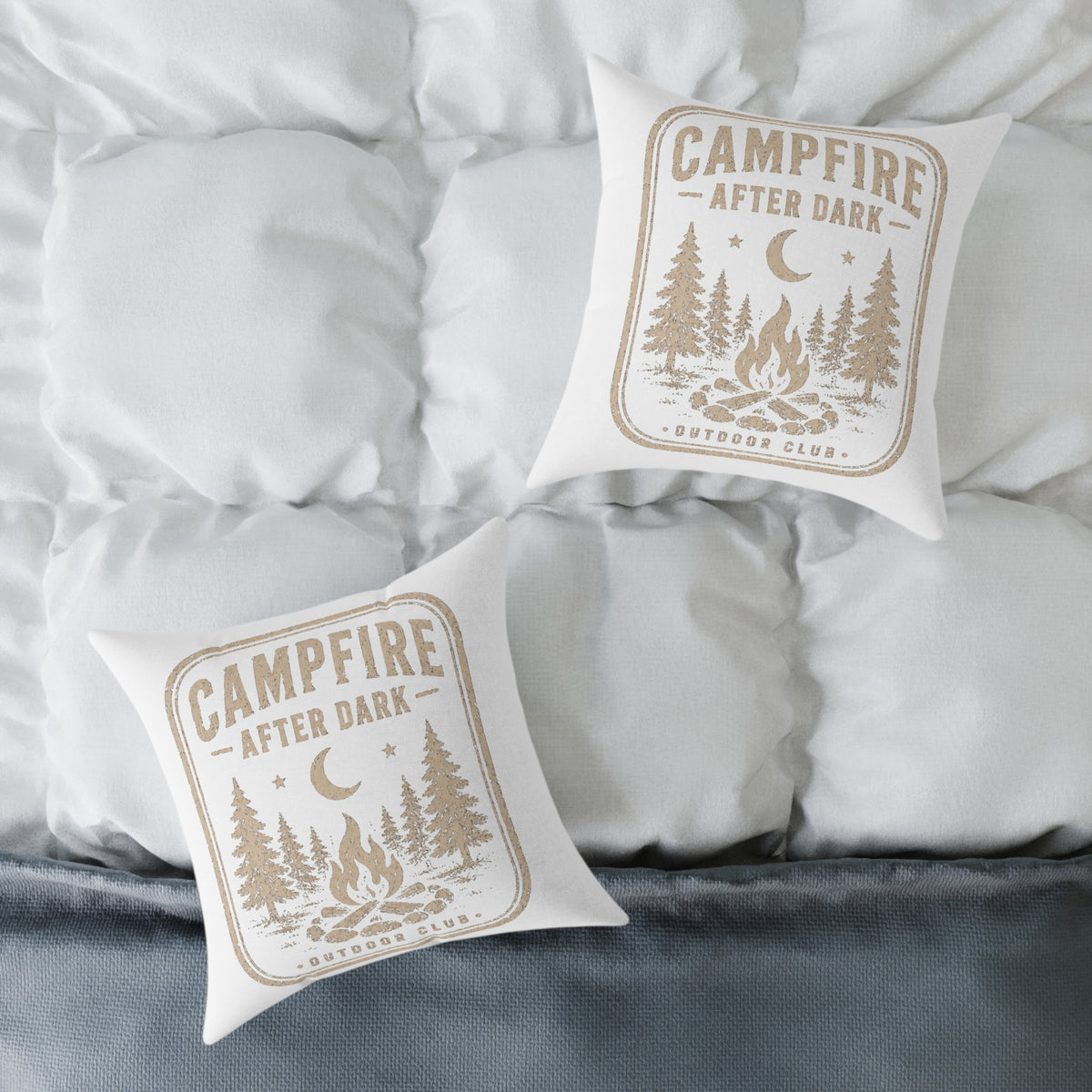 Campfire After Dark Pillow Milo Bailey Dog Dad Mom— Rustic Outdoor Camping Throw Pillow