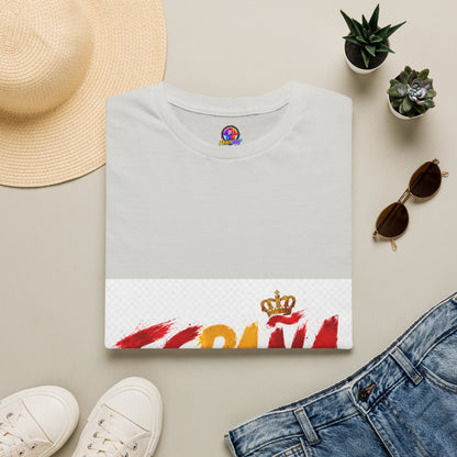 Spain  Graphic T-Shirt — Spanish Flag Brushstroke Design with Crown