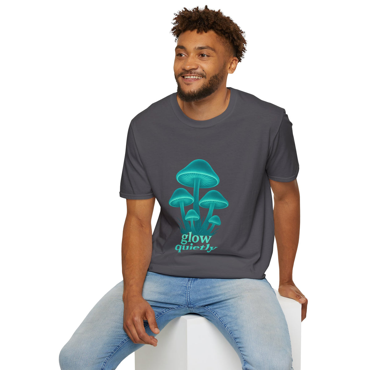 Mushroom Graphic T-Shirt — 'Grow Quietly' Teal Fungi Tee - Trending Now - August 2026