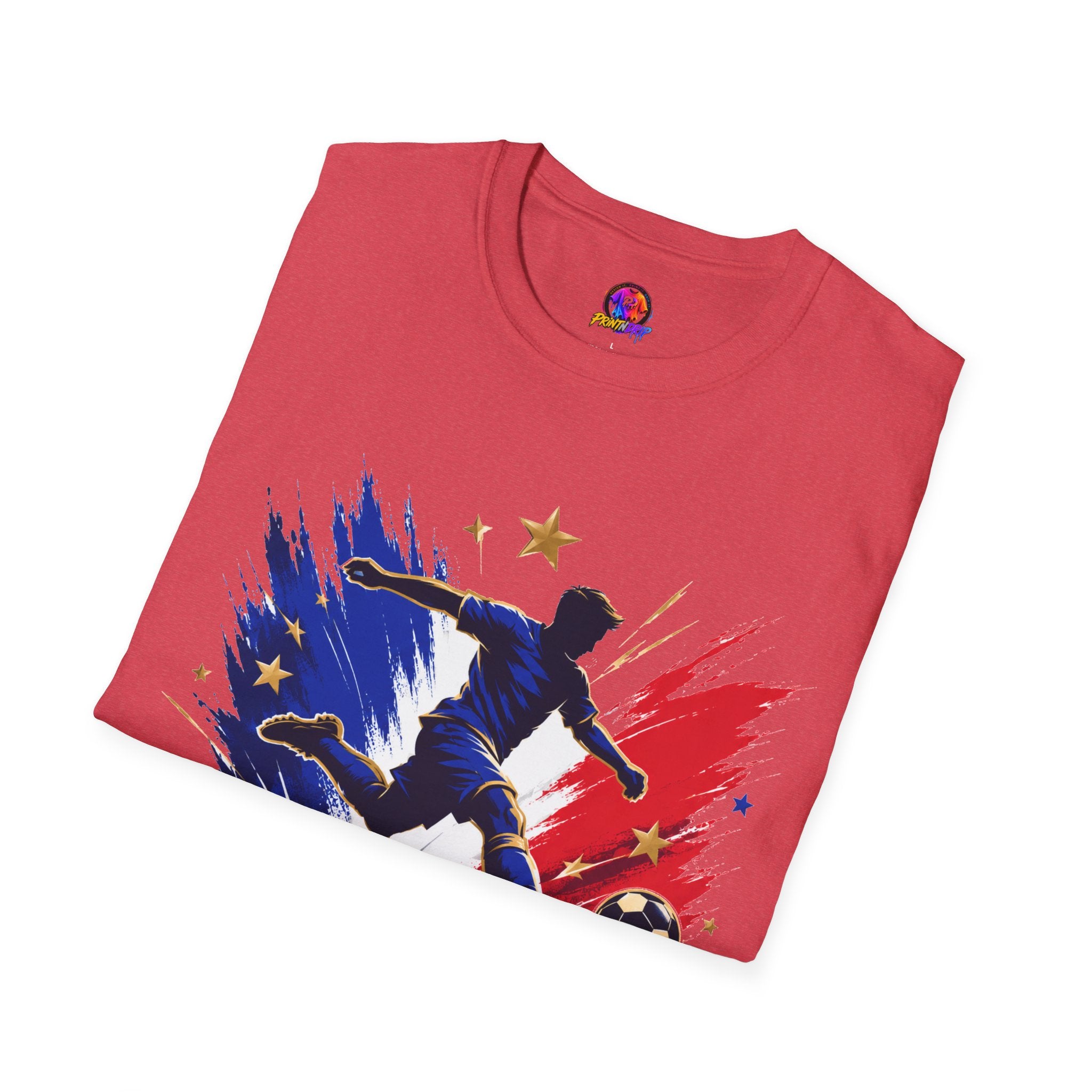 France Soccer T-Shirt — "Blue Glory" Red, White & Blue Player Graphic