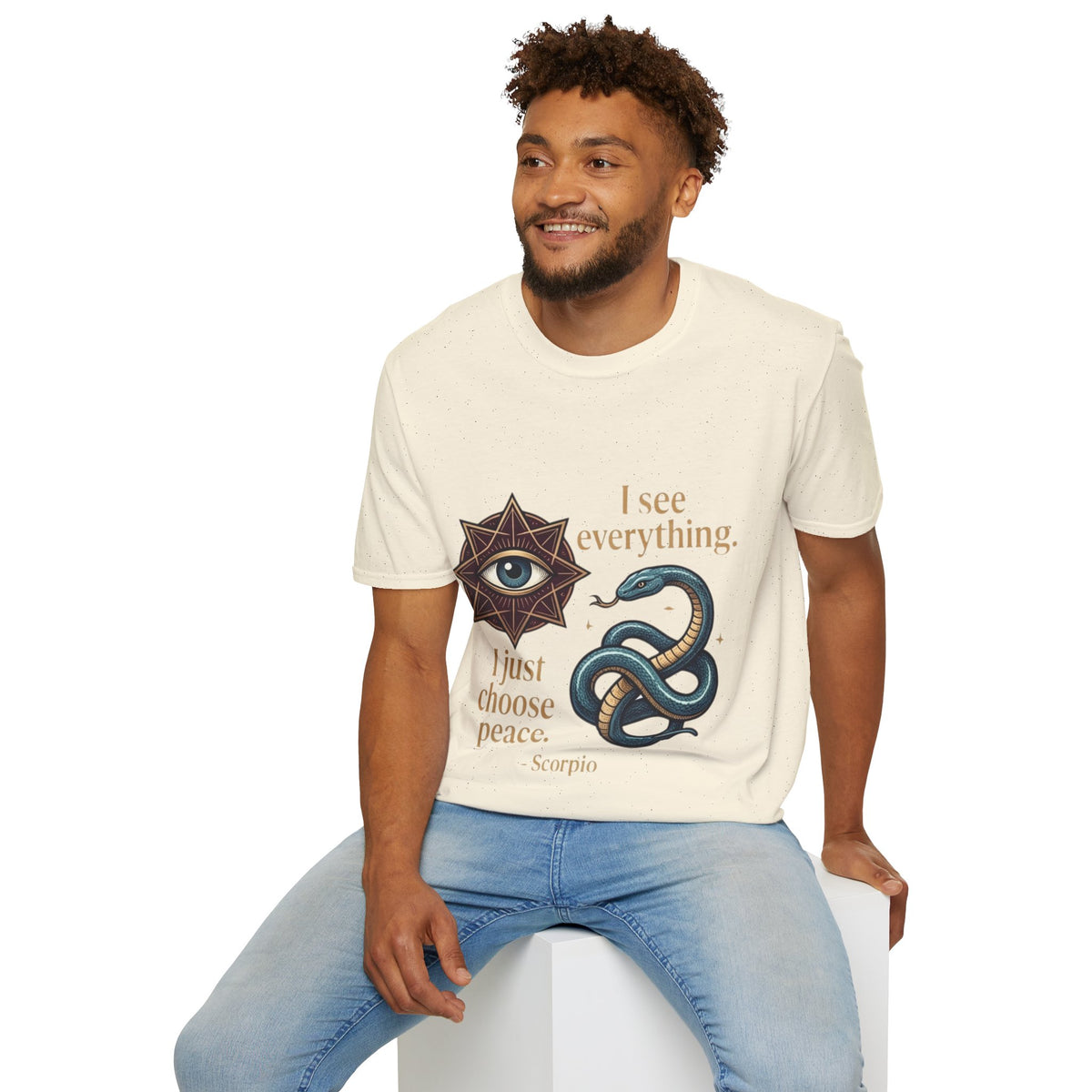 Scorpio “I See Everything” Zodiac T‑Shirt — Astrological Snake & All‑Seeing Eye Design