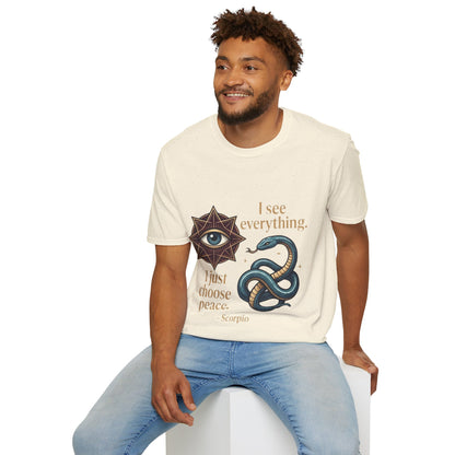 Scorpio “I See Everything” Zodiac T‑Shirt — Astrological Snake & All‑Seeing Eye Design