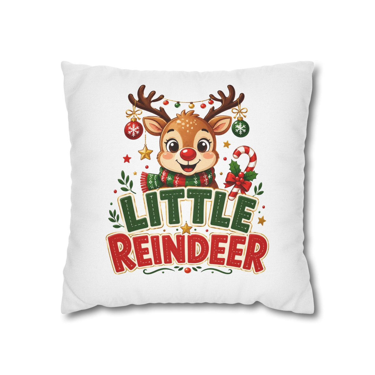 Christmas Little Reindeer Holiday Pillowcase – Cute Christmas Throw Pillow Cover