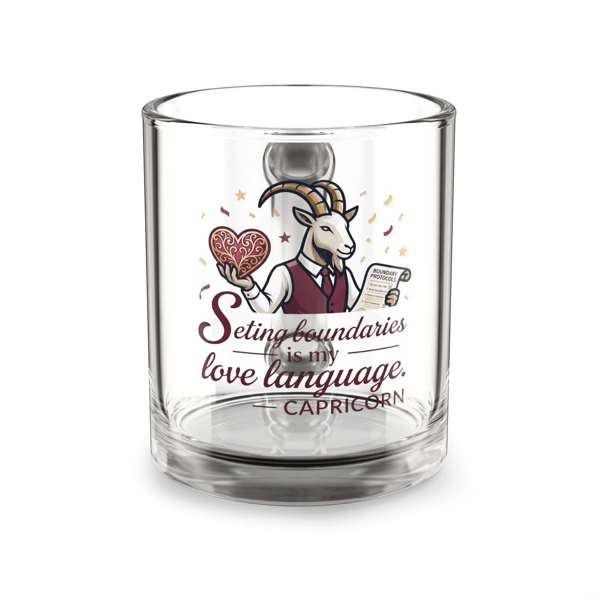 Capricorn Glass Mug – “Setting Boundaries Is My Love Language” 10oz Astrology Gift