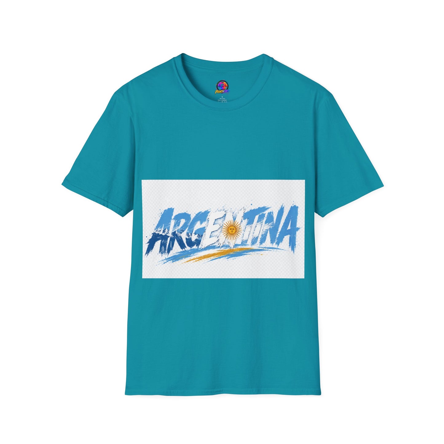 Argentina Graphic T-Shirt — Argentina Typography Tee with Sun & Flag Colors