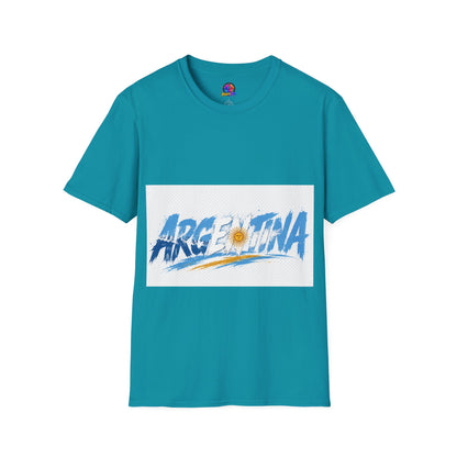 Argentina Graphic T-Shirt — Argentina Typography Tee with Sun & Flag Colors