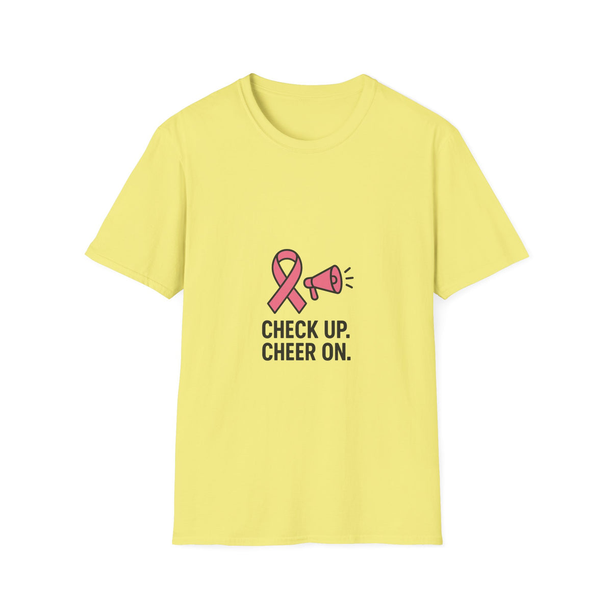 Breast Cancer Awareness T-Shirt — "Check Up. Cheer On." Pink Ribbon Design - Trending Now - October 2026