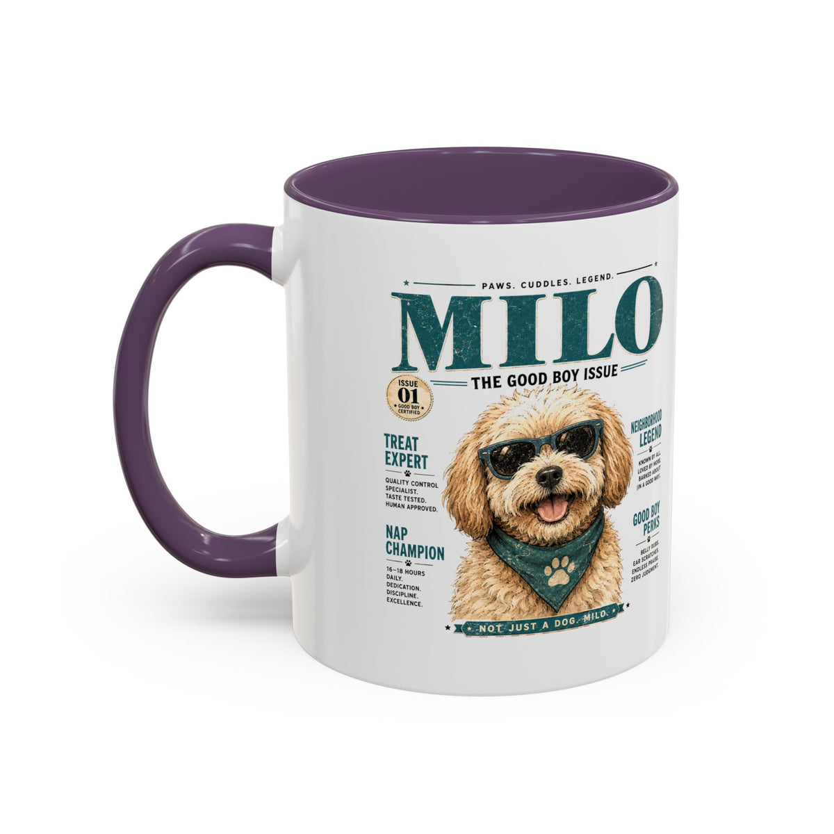 Milo Bailey Dog Dad Mom Milo Magazine-Style Accent Coffee Mug — Cute Dog Portrait