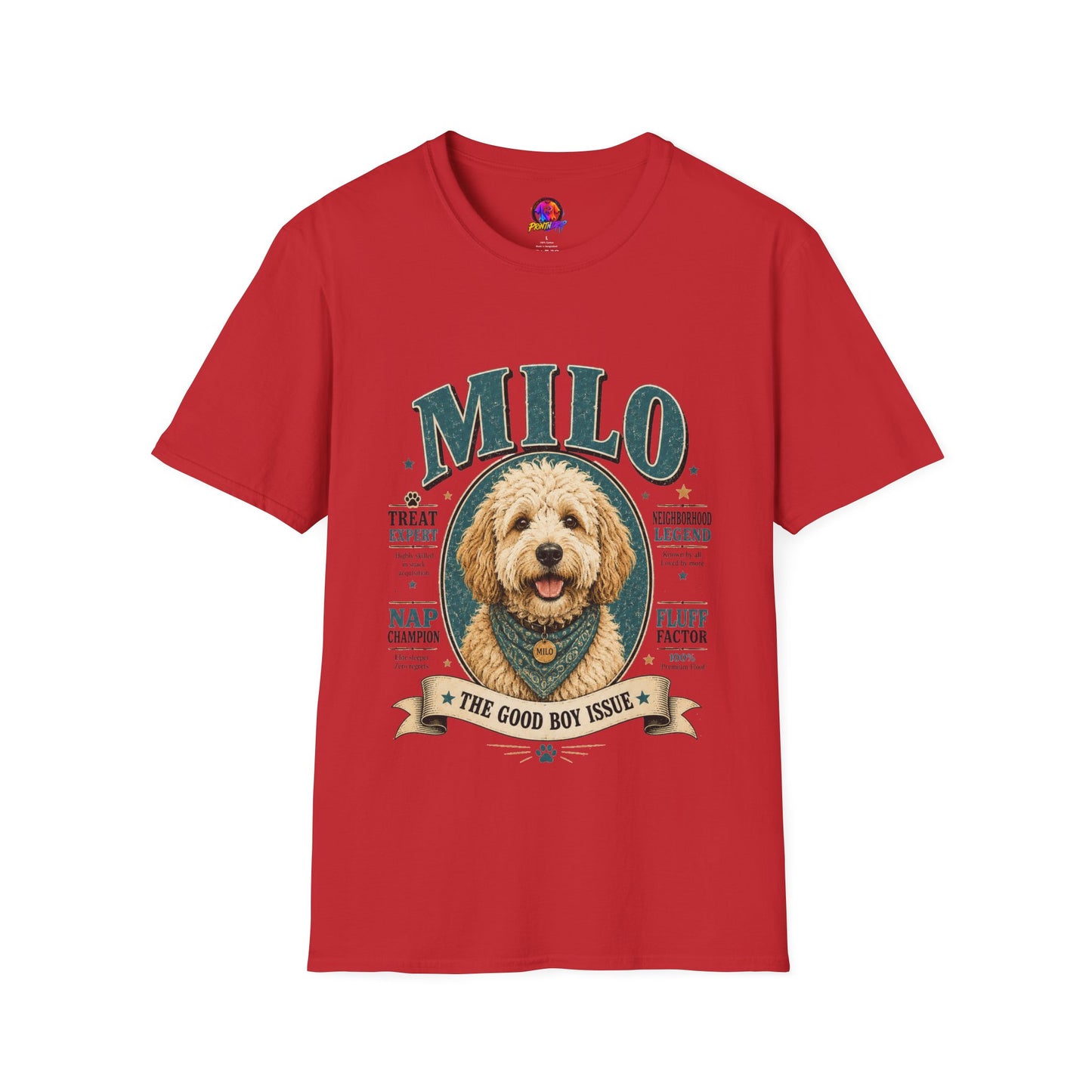 Dog Lover T-Shirt — "MILO" Personalized Pet Portrait Tee