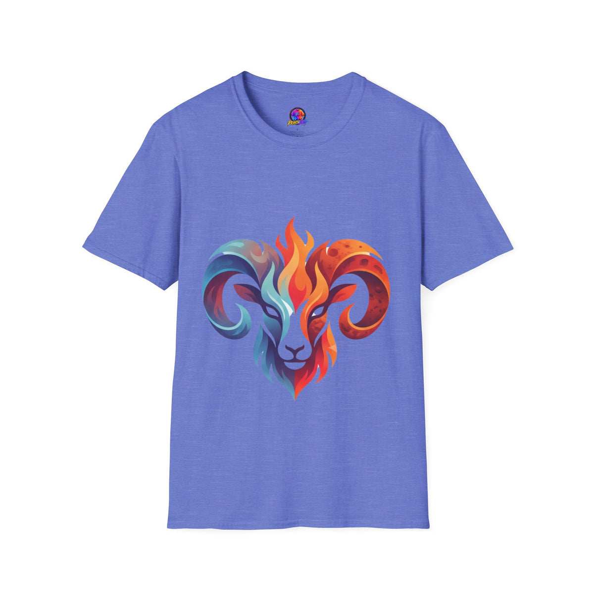 Aries Zodiac Ram Head Flame Graphic T-Shirt — Bold Aries Zodiac Tee