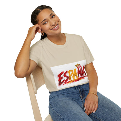 Spain  Graphic T-Shirt — Spanish Flag Brushstroke Design with Crown