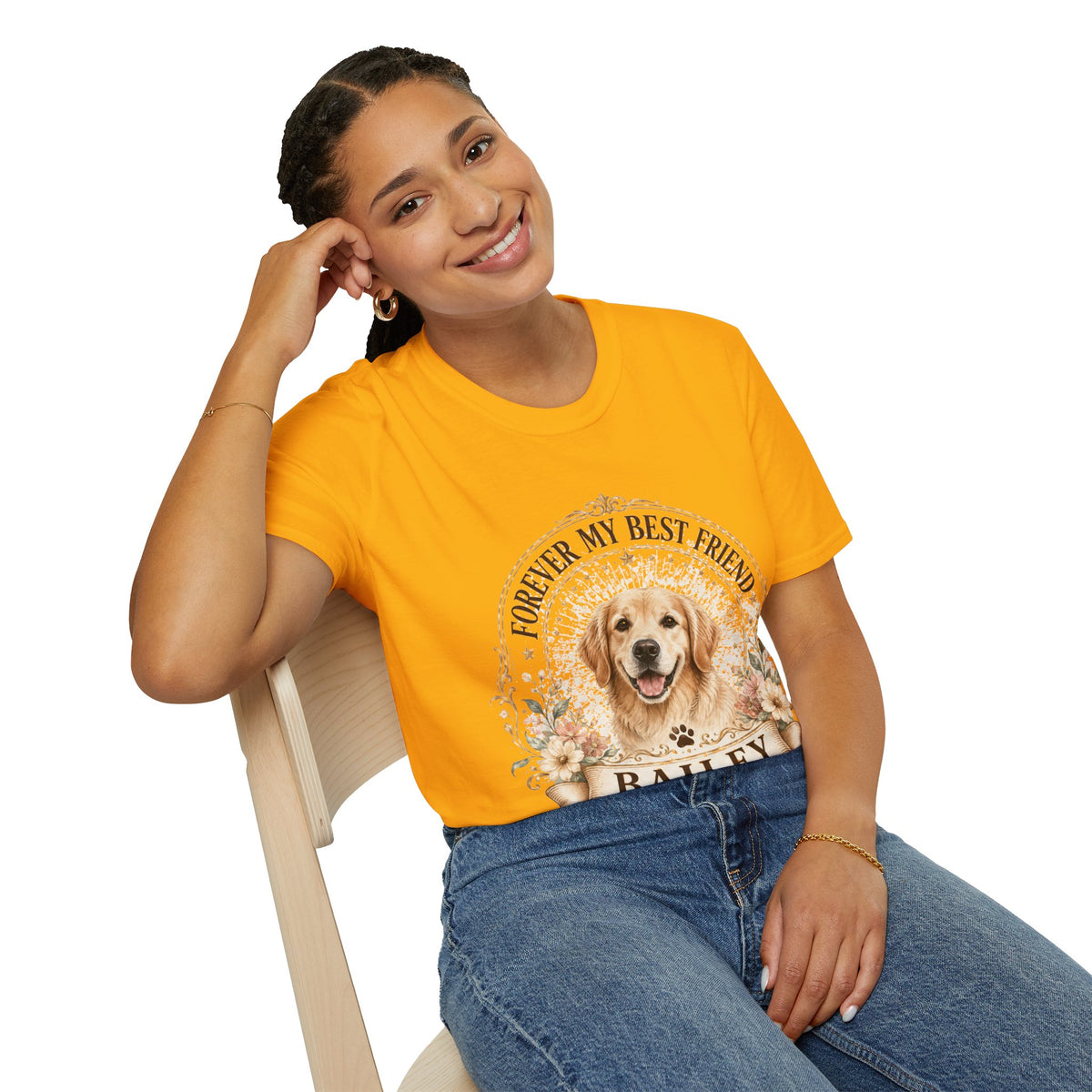 Forever My Best Friend Dog T-Shirt — Personalized Pet Name Golden Retriever Tee