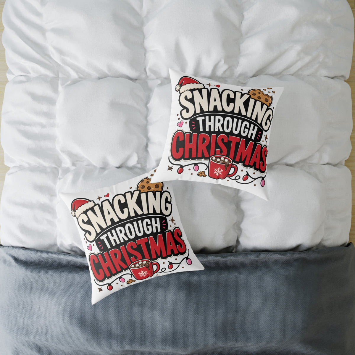 Snacking Through Christmas Modern Day Christmas  Pillow