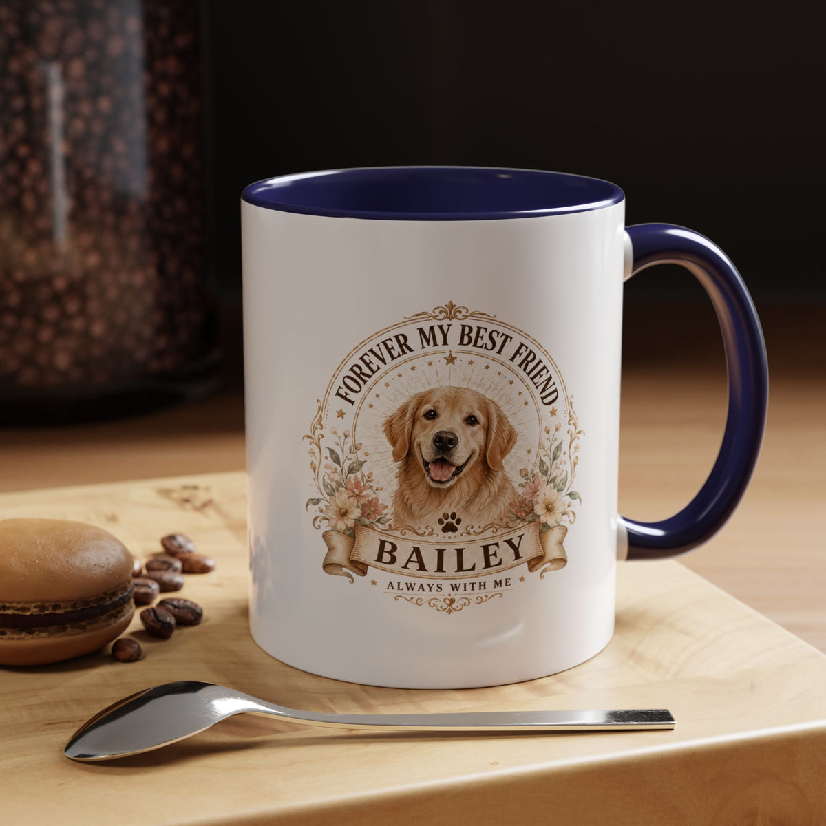 Milo Bailey Dog Dad Mom Golden Retriever Coffee Mug — “Forever My Best Friend” Personalized Dog Mug (Bailey)