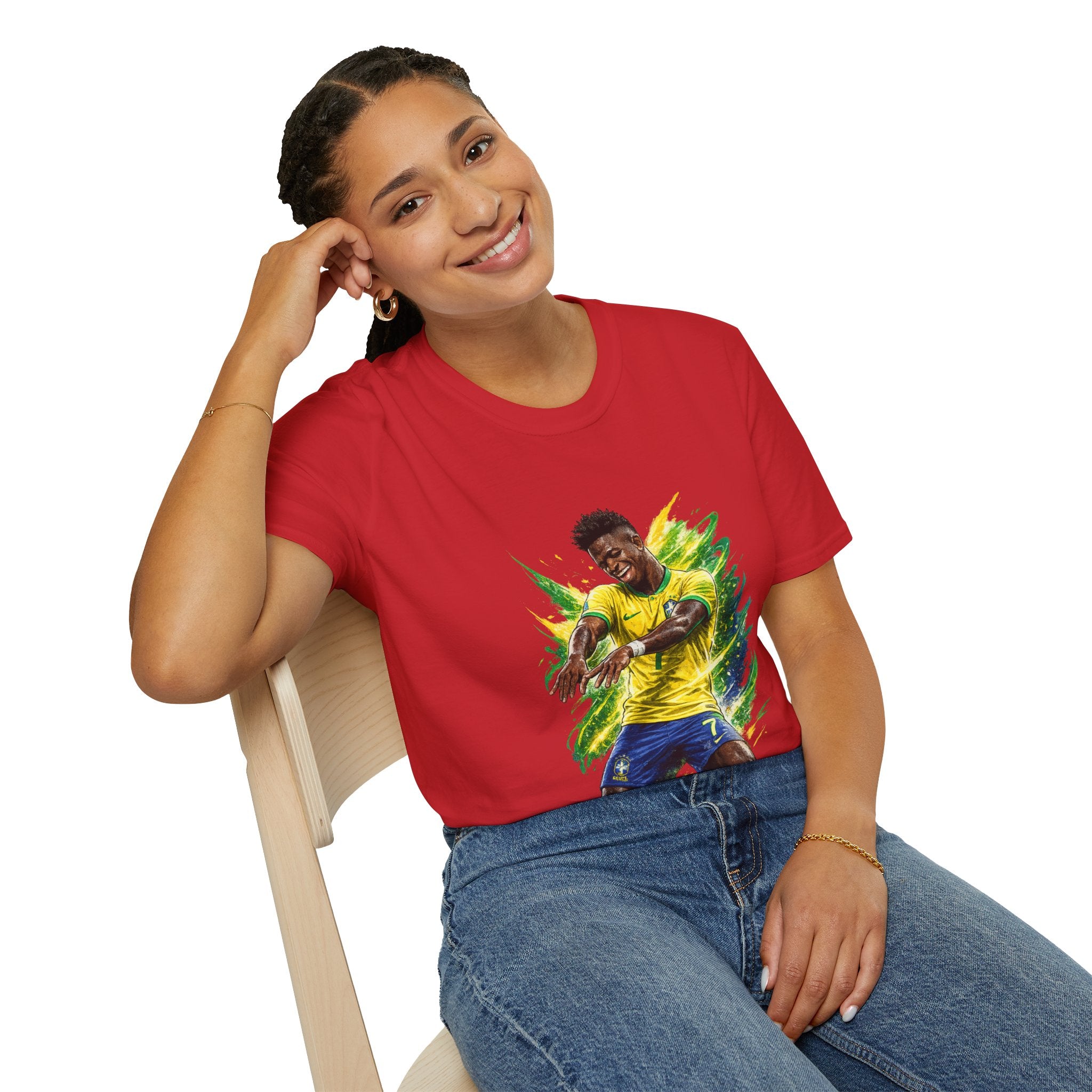 Brazil  Soccer Celebration T-Shirt — Brazilian Football Player Artwork