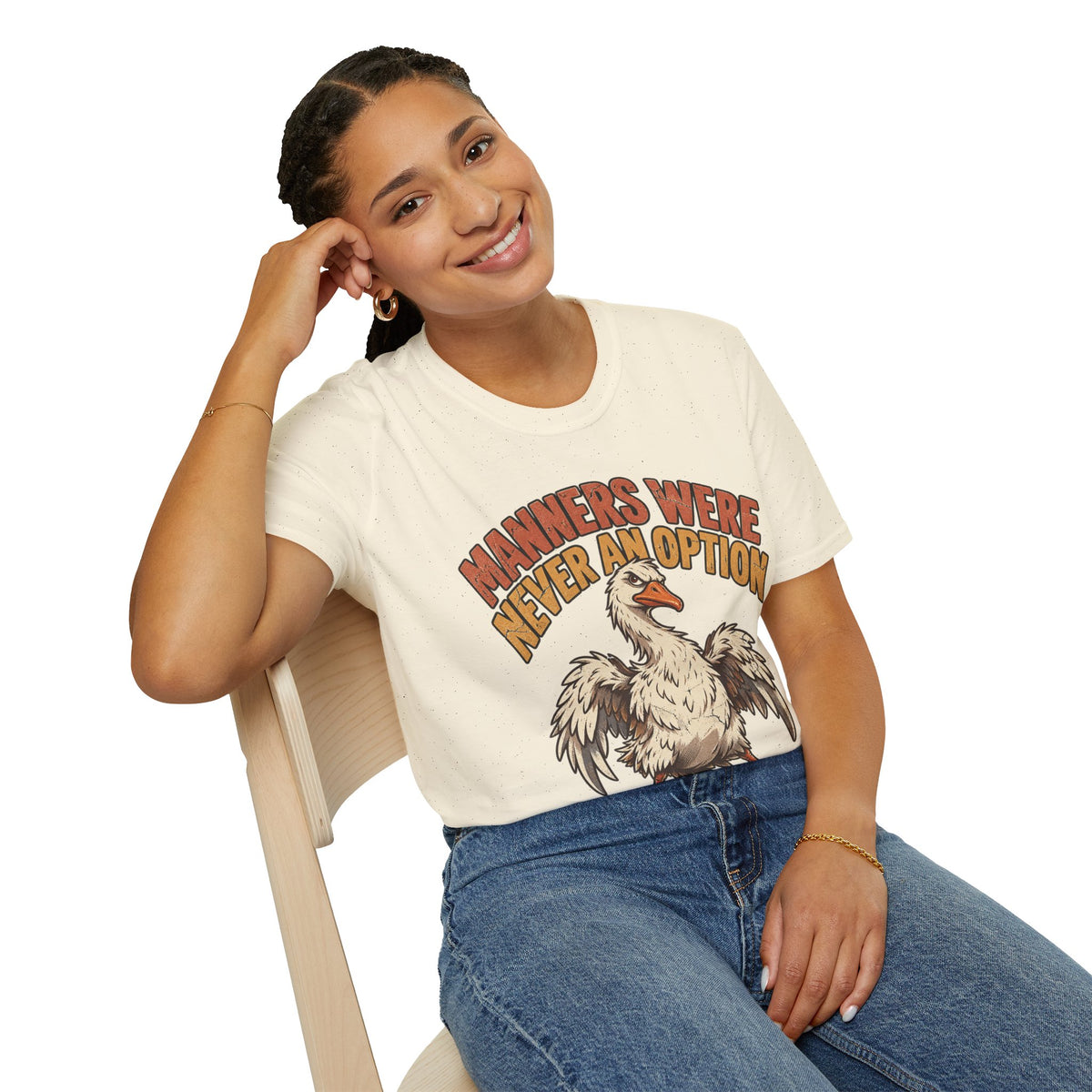 Funny And Witty “Manners Were Never An Option” Goose Graphic T-Shirt