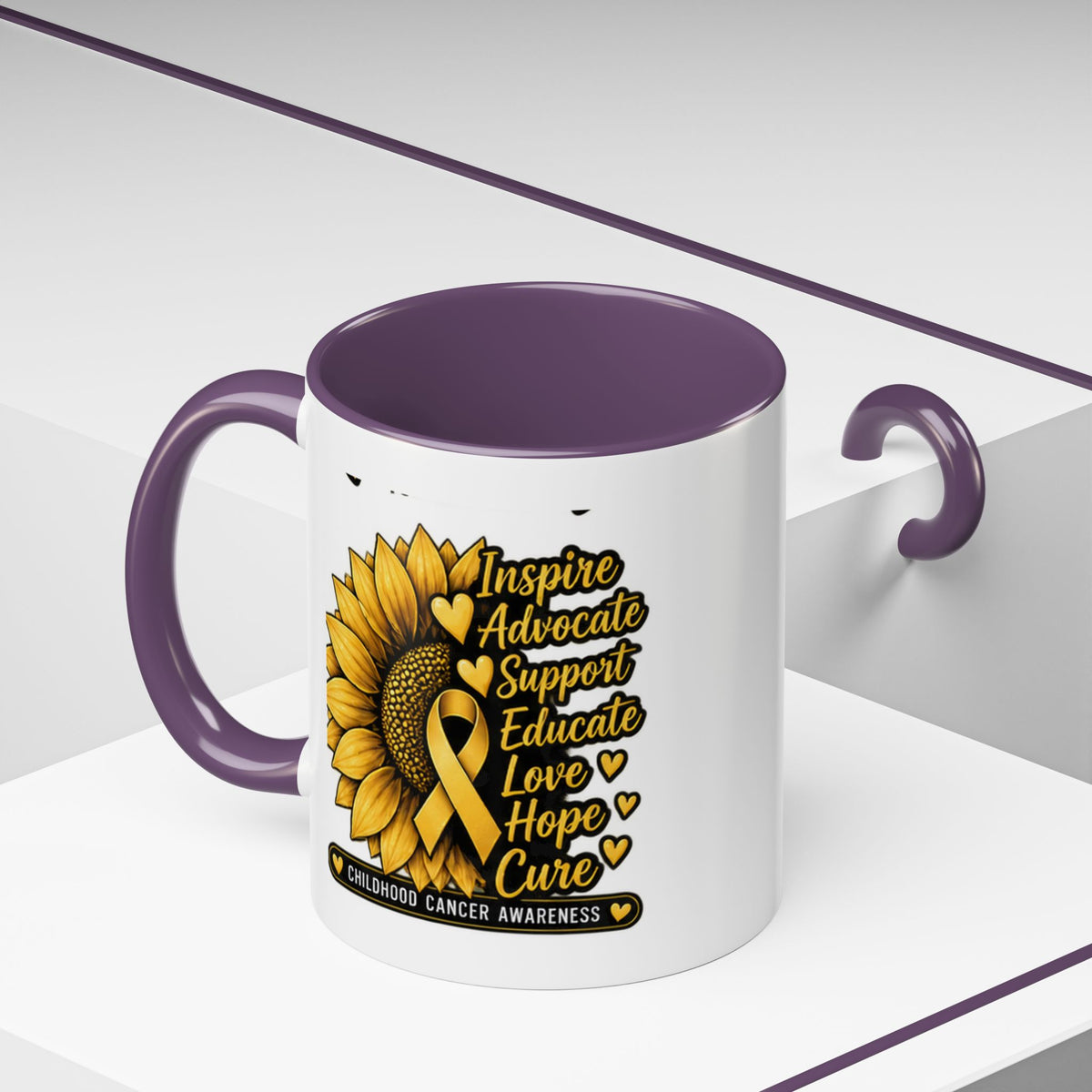 Childhood Cancer Awareness Sunflower Accent Coffee Mug (11/15oz)