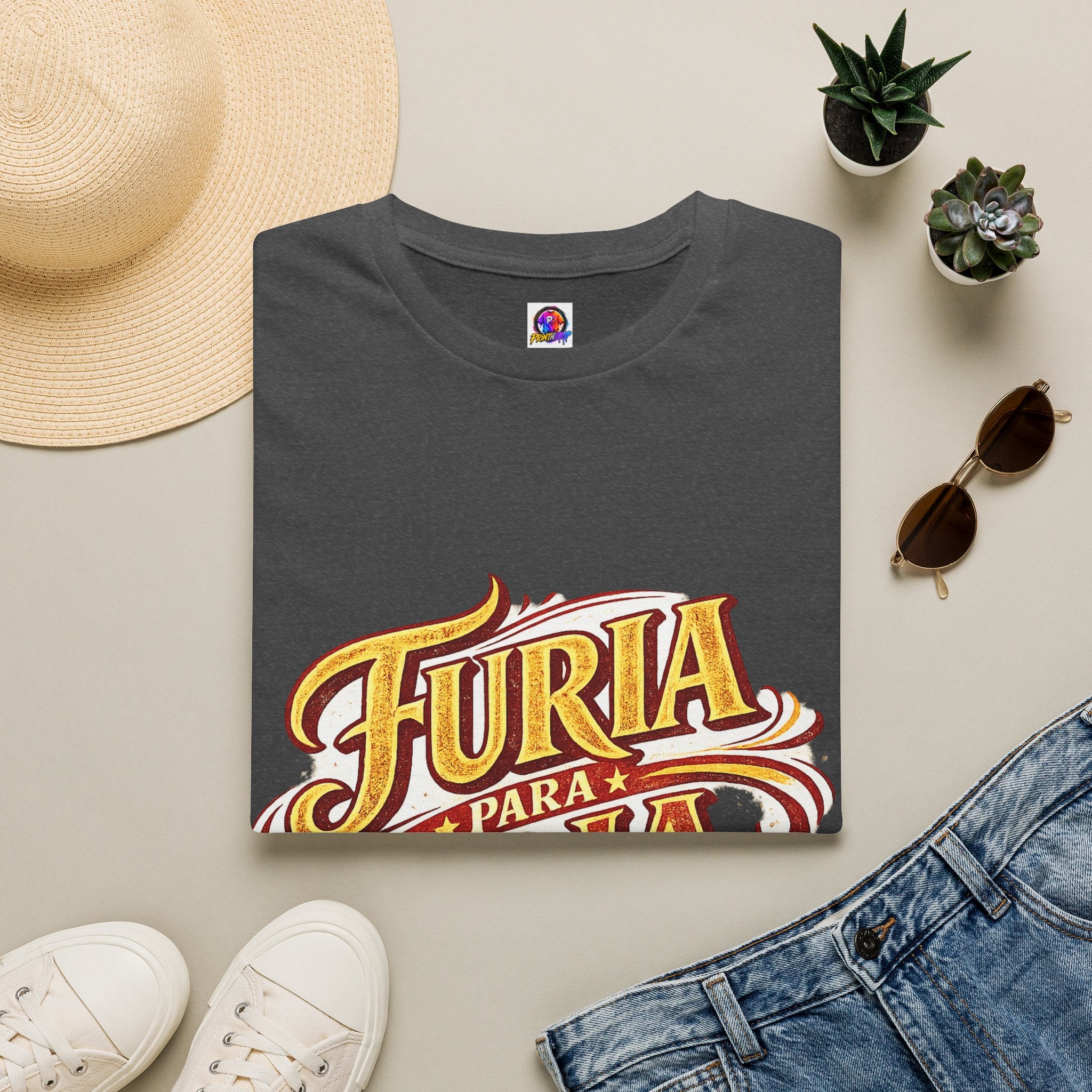 Spain Furia Para Roja Graphic T-Shirt — Bold Spanish Script Tee for Fans & Celebrations