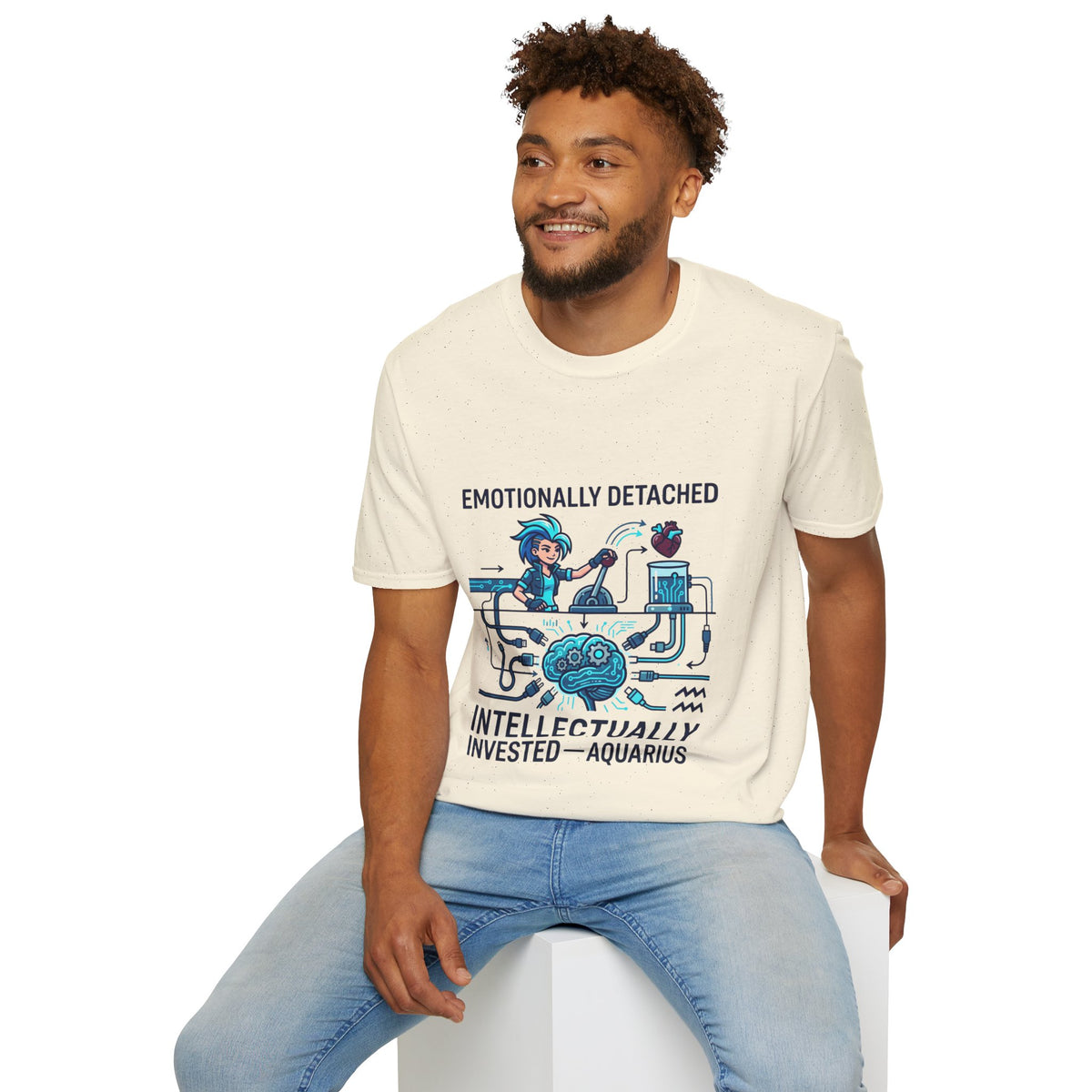 Aquarius Zodiac Emotionally Detached, Intellectually Invested T-Shirt — Aquarian Graphic Tee