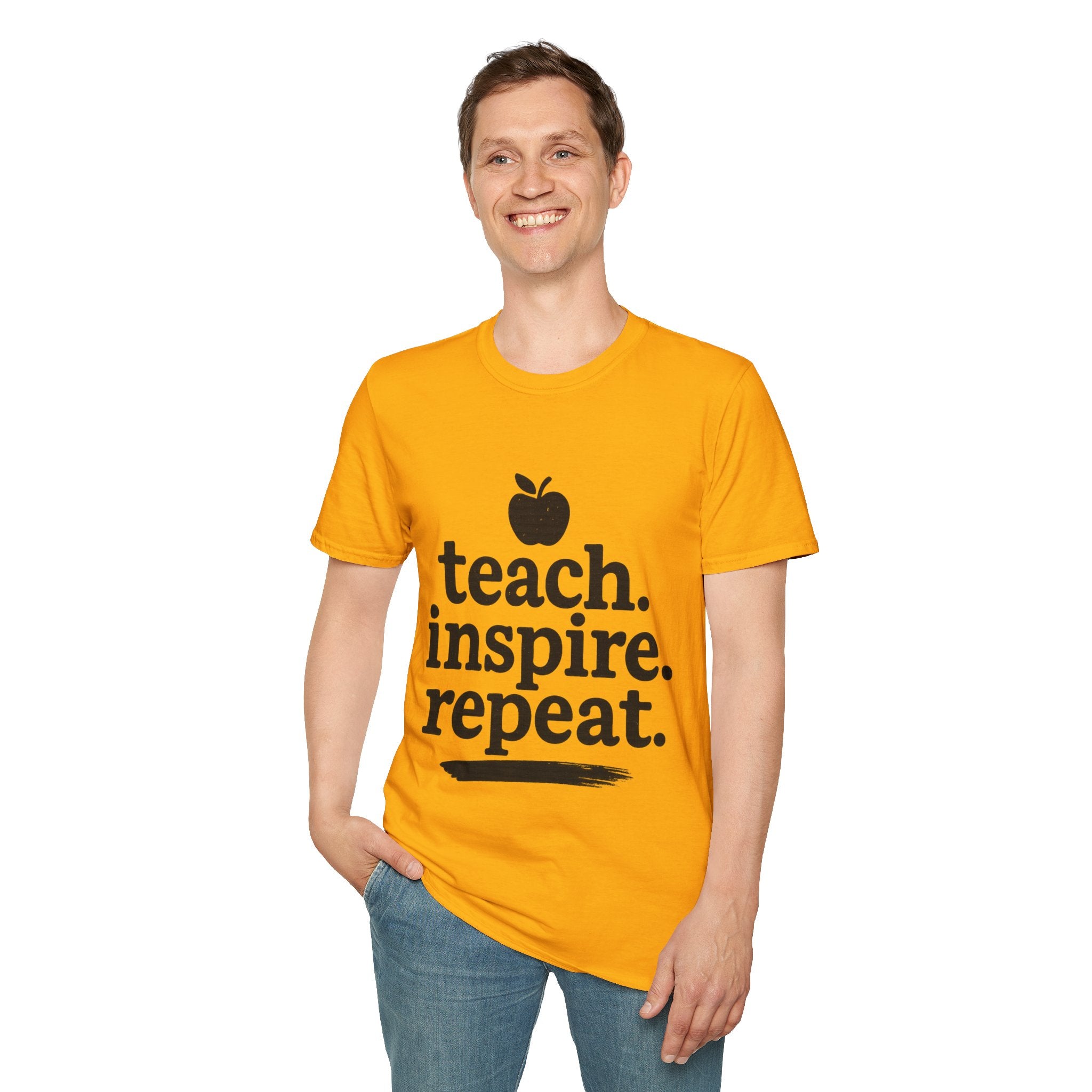 Teach. Inspire. Repeat. T‑Shirt — Teacher Apple Graphic Tee - Trending Now - August 2026 Trends - Everyday T-Shirt