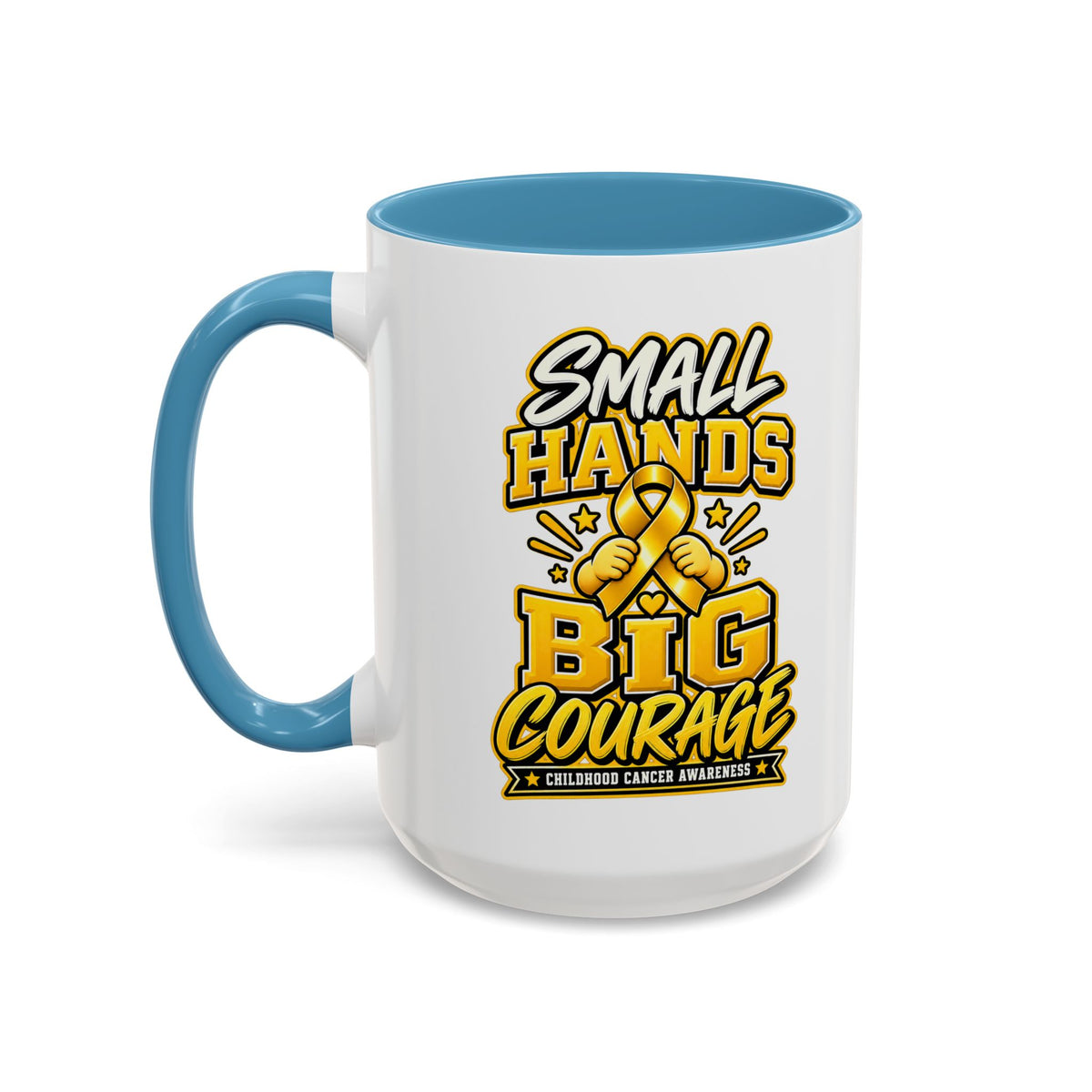 Coffee Mug - "Small Hands Big Courage" Childhood Cancer Awareness Accent Mug