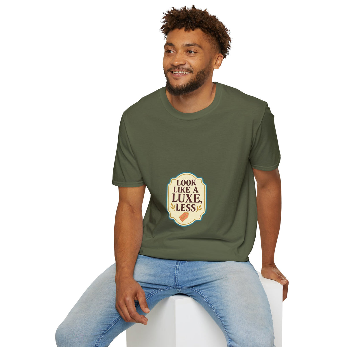 T-Shirt — "Look Like a Luxe Less" Retro Badge Graphic Tee - Trending Now - October 2026