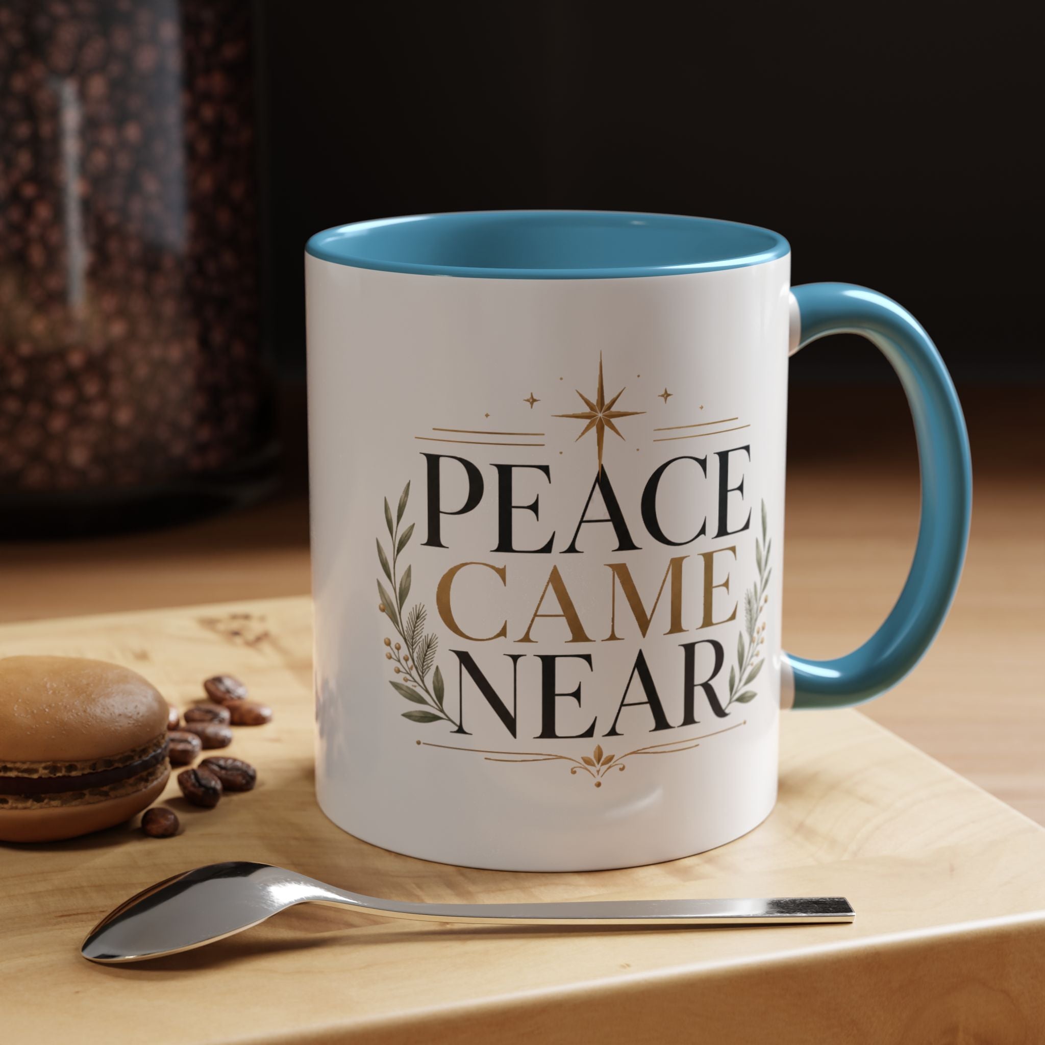 Christmas Peace Came Near Accent Coffee Mug — Holiday Christian Christmas Tea Cup