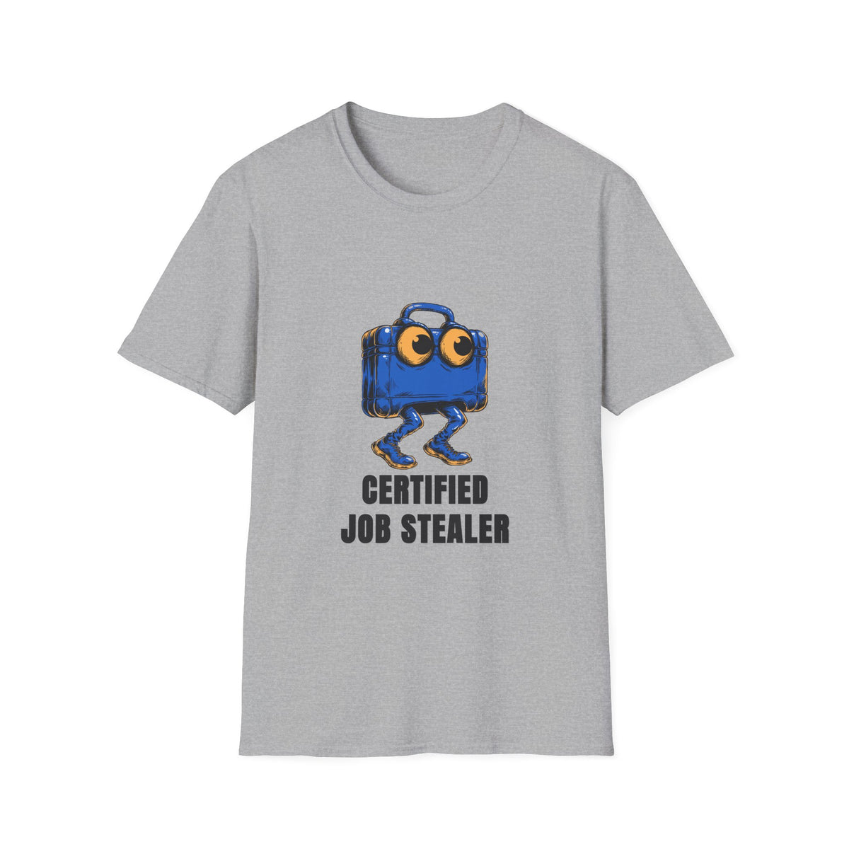 T-Shirt — Certified Job Stealer Funny Blue Suitcase Graphic - Trending Now - August 2026