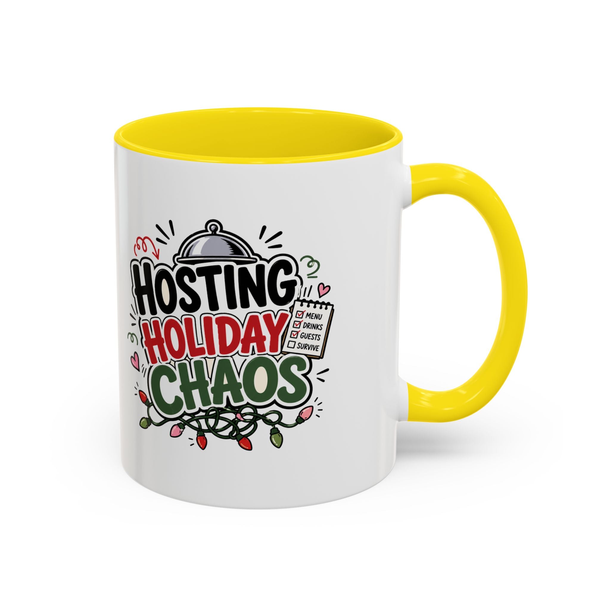 Modern Day Christmas Hosting Holiday Chaos Accent Coffee Mug — "Hosting Holiday Chaos" Funny Christmas Coffee Cup
