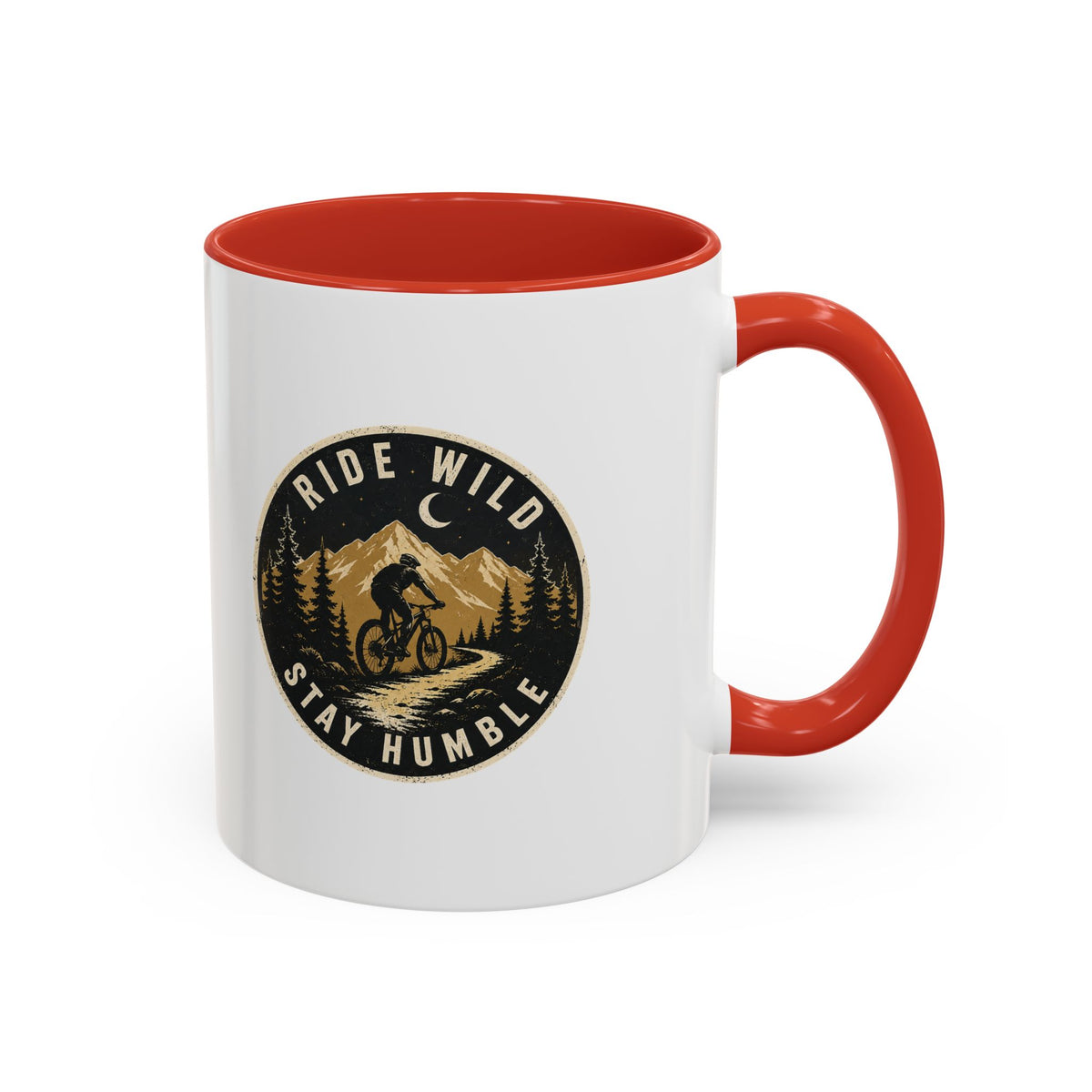 Milo Bailey Dog Dad Mom Ride Wild Stay Humble Accent Coffee Mug — Mountain Biking Adventure Travel Gift