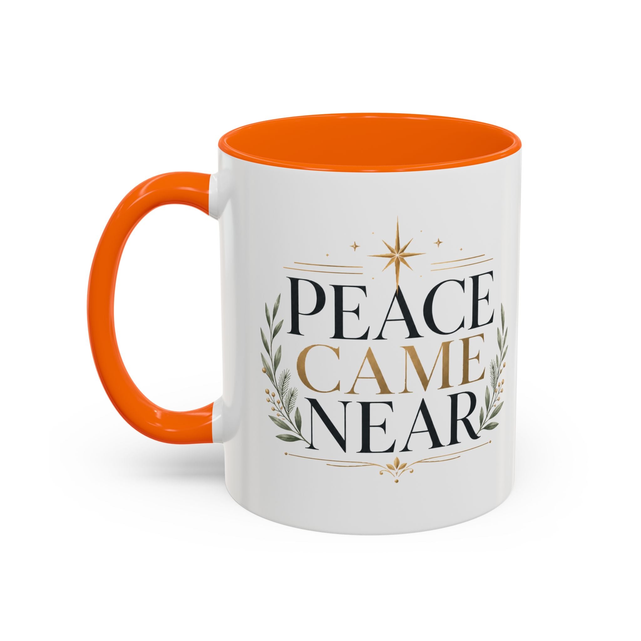 Christmas Peace Came Near Accent Coffee Mug — Holiday Christian Christmas Tea Cup