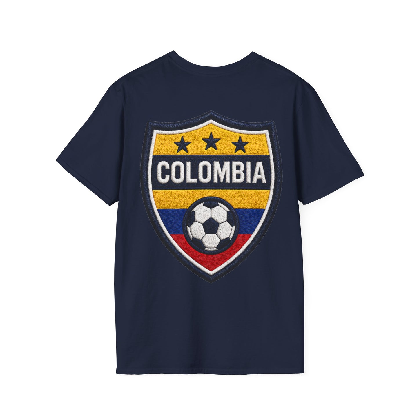 Columbia Soccer Player Graphic T-Shirt — "Golden Rhythm" Vibrant Beach Soccer Tee