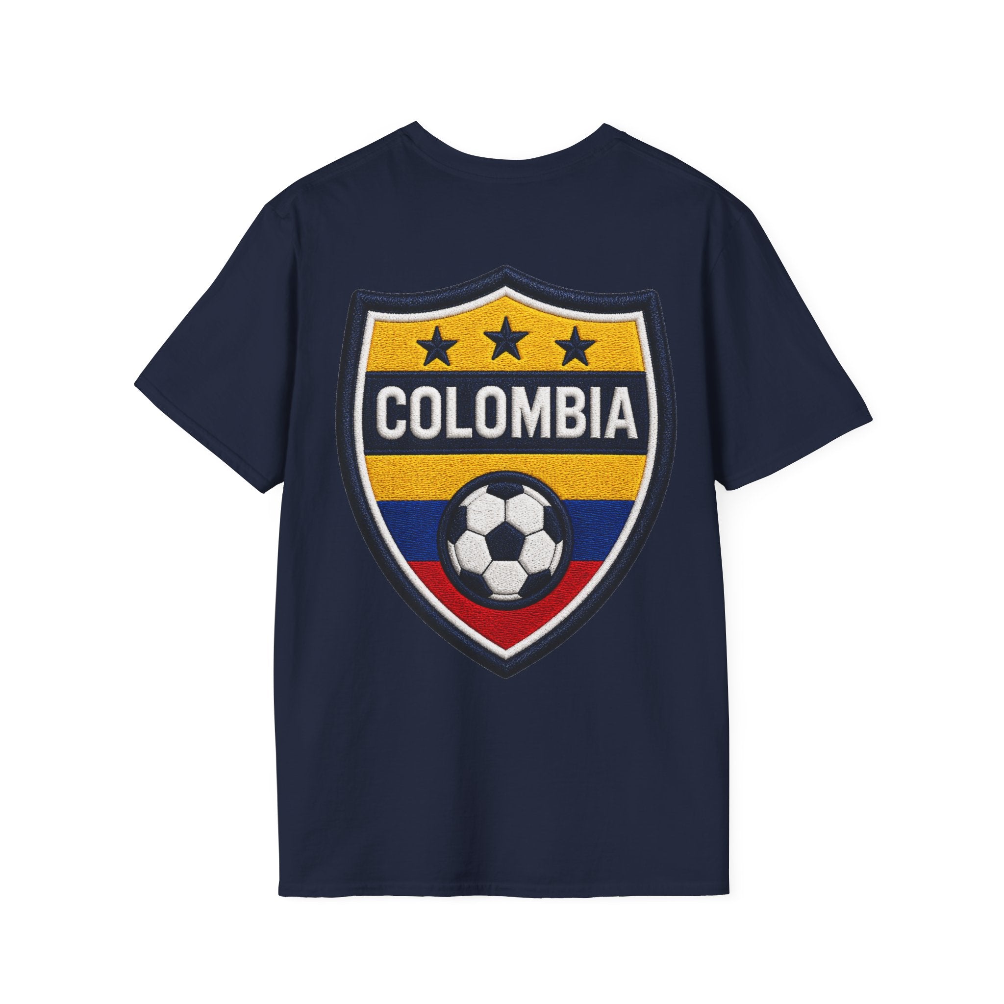 Columbia Soccer Player Graphic T-Shirt — "Golden Rhythm" Vibrant Beach Soccer Tee