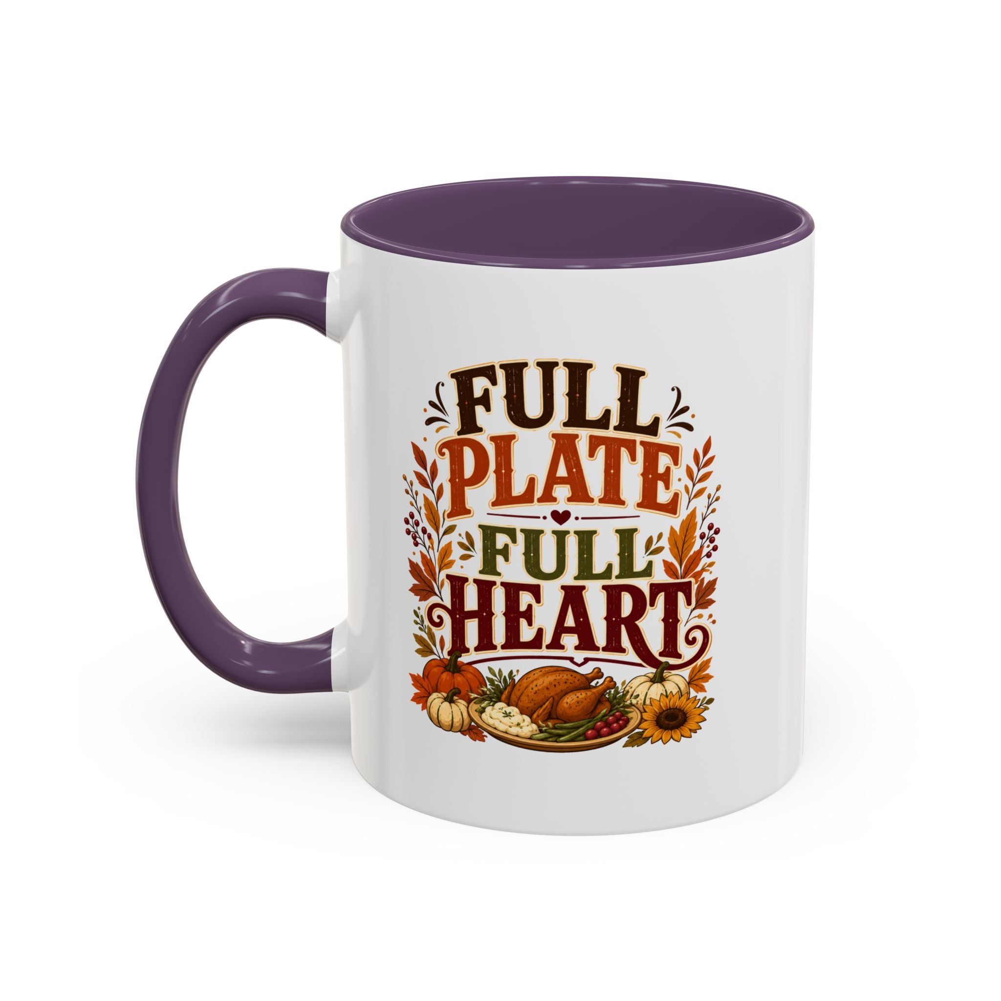 Thanksgiving Mug Full Plate Full Heart Accent Coffee Mug — Fall Thanksgiving Harvest Tea Cup
